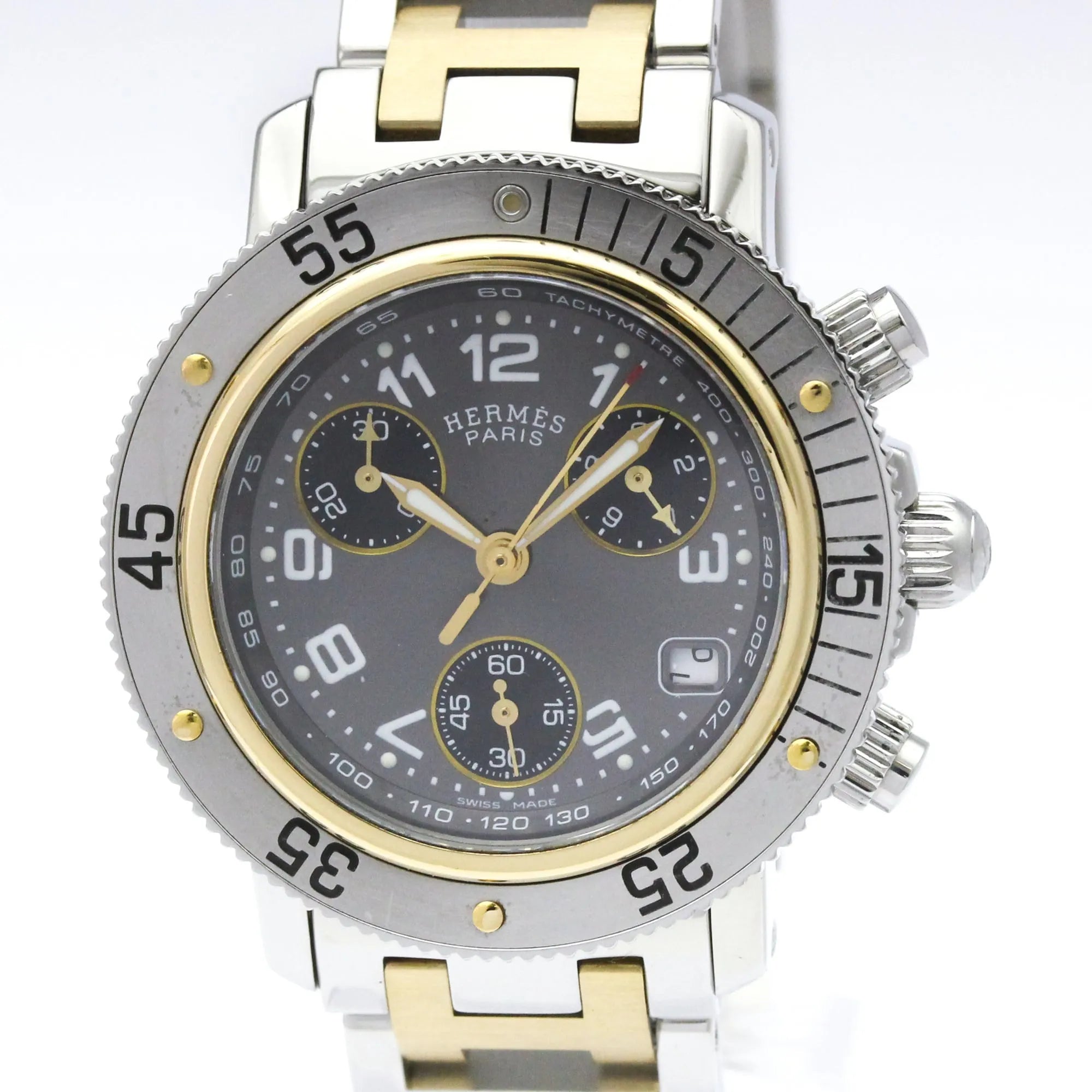 Hermes Clipper Quartz Stainless Steel With Plated Metal Watch (Pre-Owned)