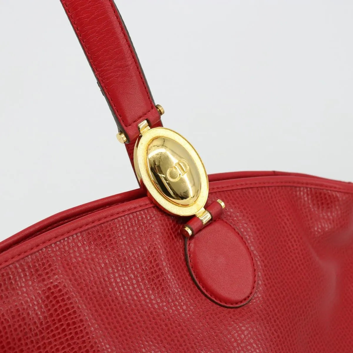 Christian Dior Vintage Tote Leather Red Leather Tote Bag Bag (Pre-Owned)
