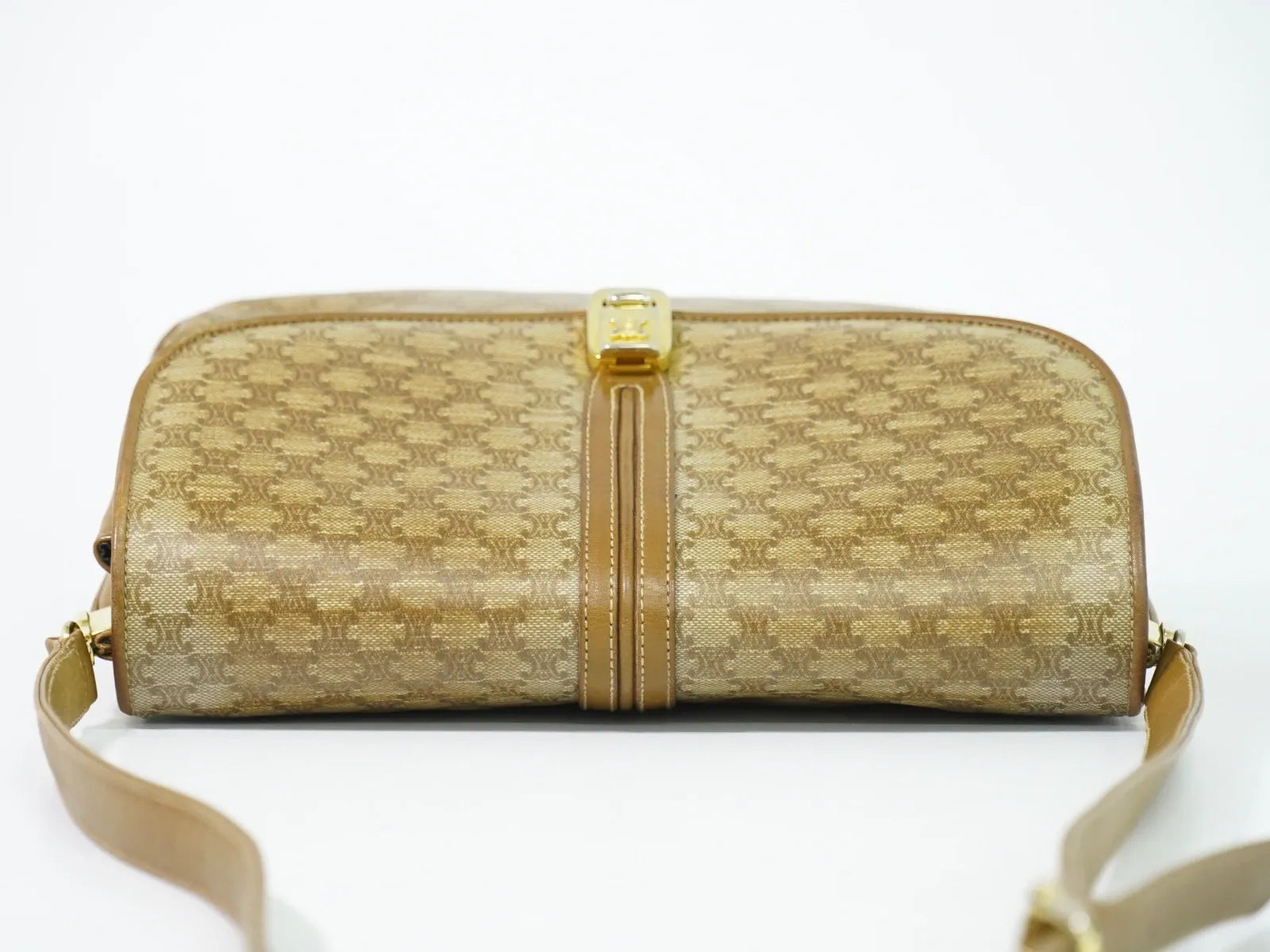 Celine Vintage Macadam Canvas And Leather Beige Canvas Shoulder Bag Bag (Pre-Owned)