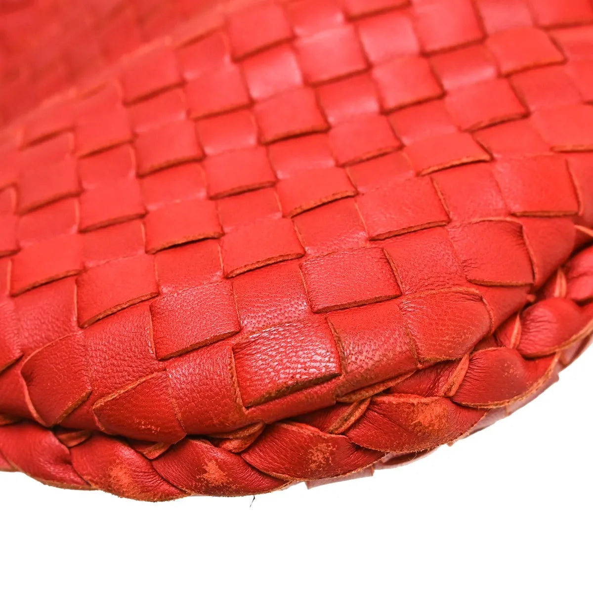 Bottega Veneta Veneta Hobo Intrecciato Nappa Red Leather Handbag (Pre-Owned)