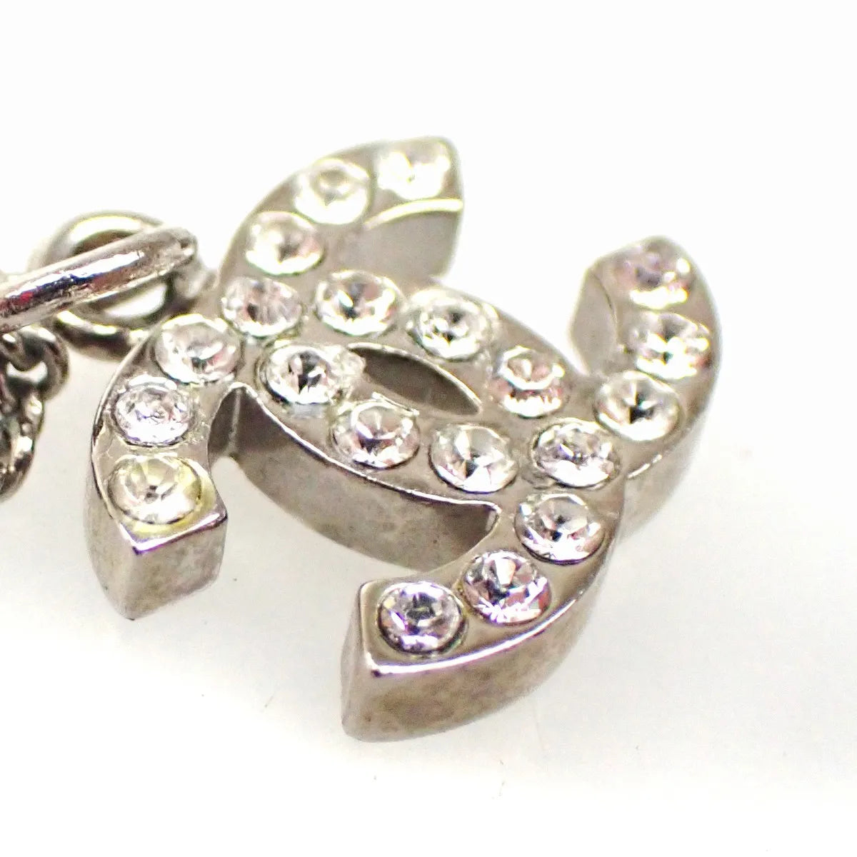 Chanel Vintage Cc Logo Chain Charm Pendant Silver Plated Silver Silver_Plated Necklace Jewelry (Pre-Owned)
