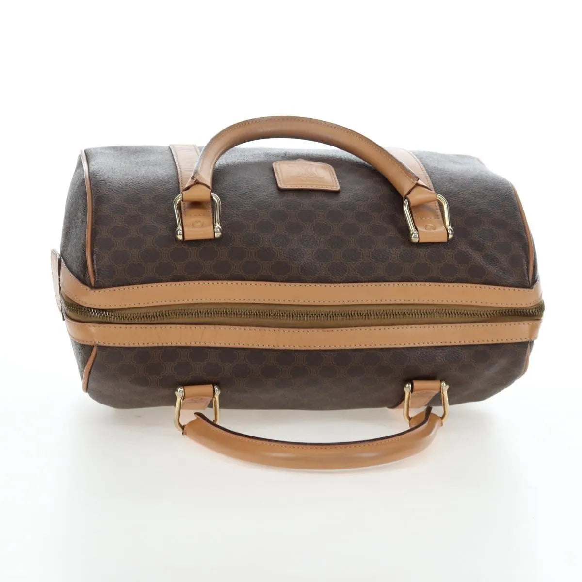 Celine Vintage Macadam Boston Canvas And Leather Brown Pvc Handbag (Pre-Owned)