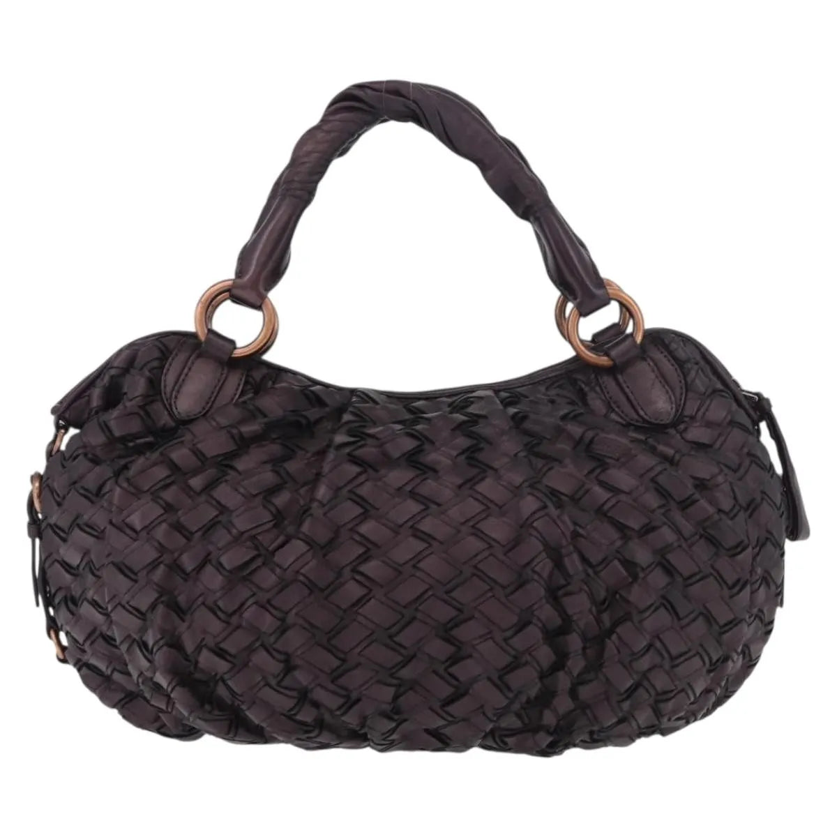 Miu Miu Hobo Woven Leather Purple Leather Handbag (Pre-Owned)