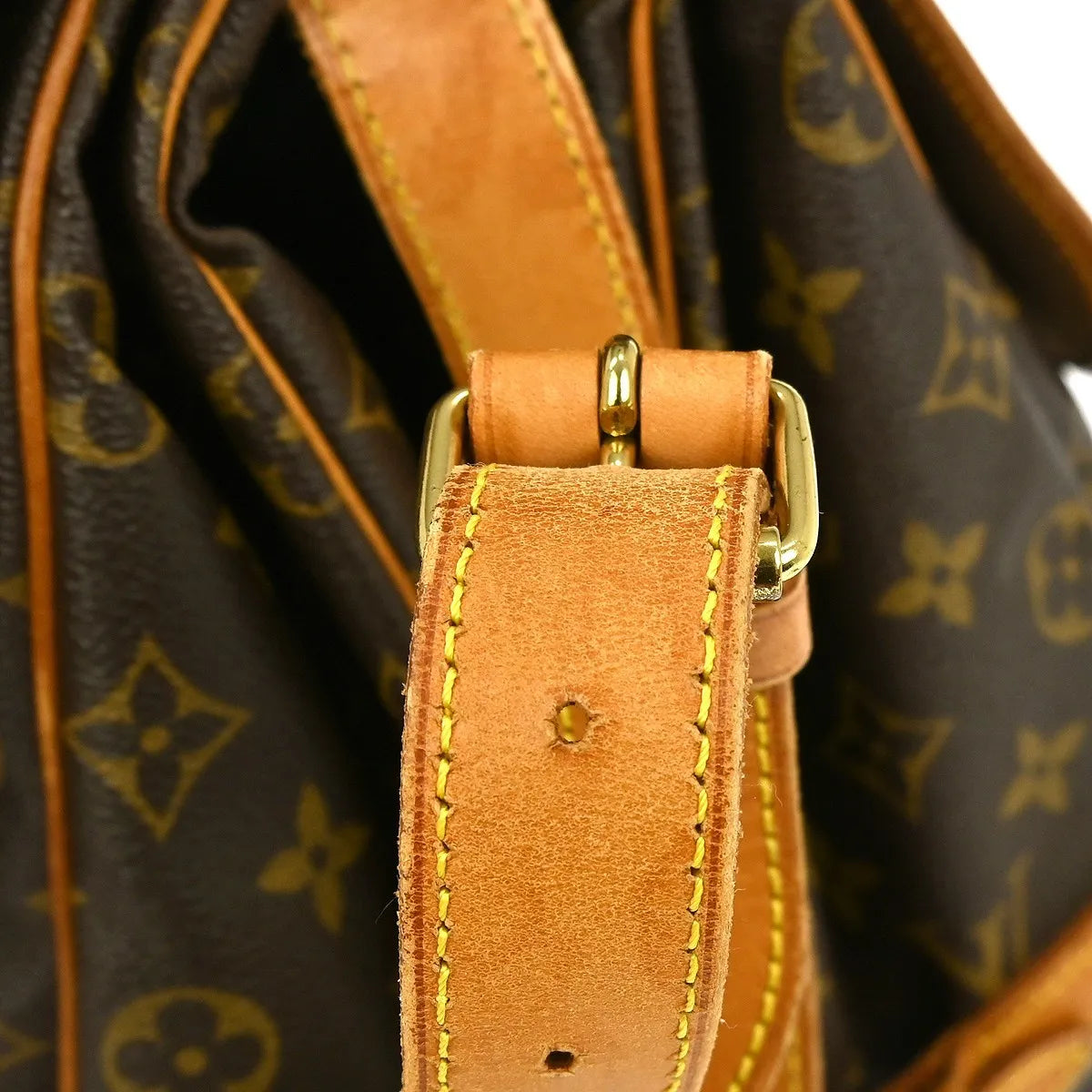 Louis Vuitton Saumur Handbag Monogram Canvas Brown Canvas Shoulder Bag Bag (Pre-Owned)