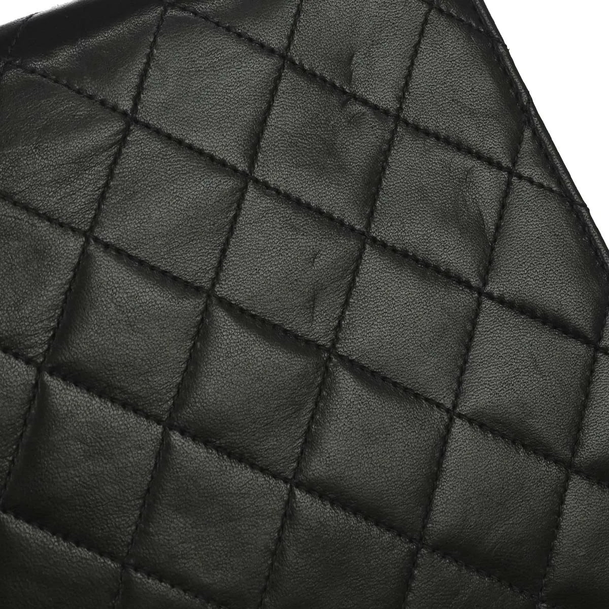 Chanel Vintage Classic Flap Quilted Lambskin Black Leather Shoulder Bag Bag (Pre-Owned)