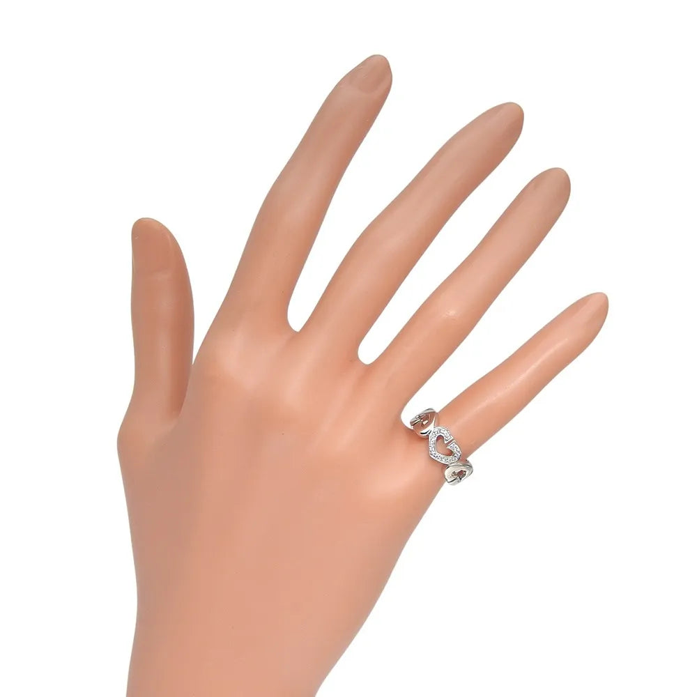 Cartier C Heart Of Cartier 18K White Gold With Diamonds Silver White_Gold Ring Jewelry (Pre-Owned)