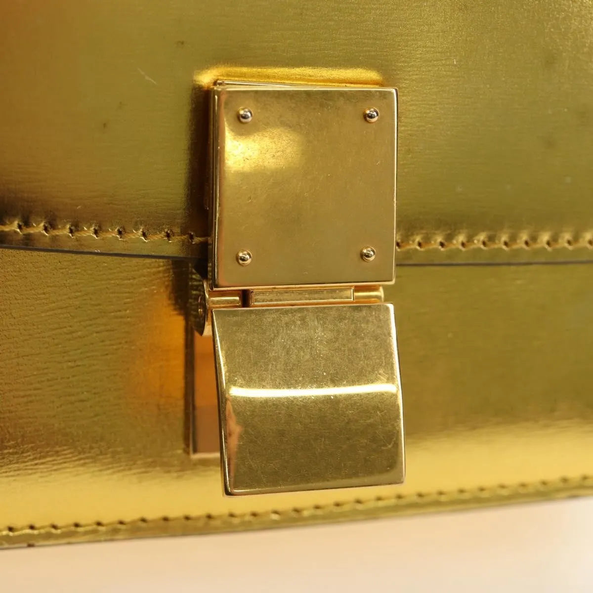 Celine Flap Shoulder Leather Gold Leather Shoulder Bag Bag (Pre-Owned)