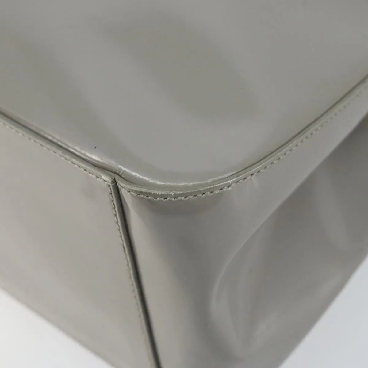 Prada Resin Handle Tote Patent Leather Gray Patent_Leather Tote Bag Bag (Pre-Owned)