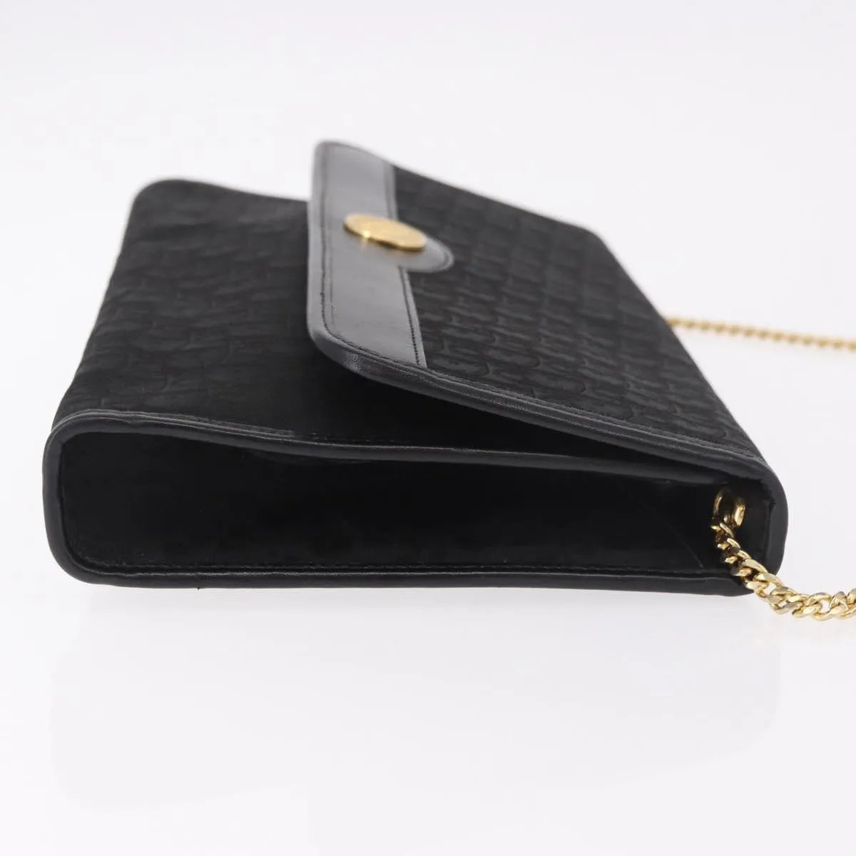 Christian Dior Vintage Honeycomb Chain Canvas Black Canvas Shoulder Bag Bag (Pre-Owned)