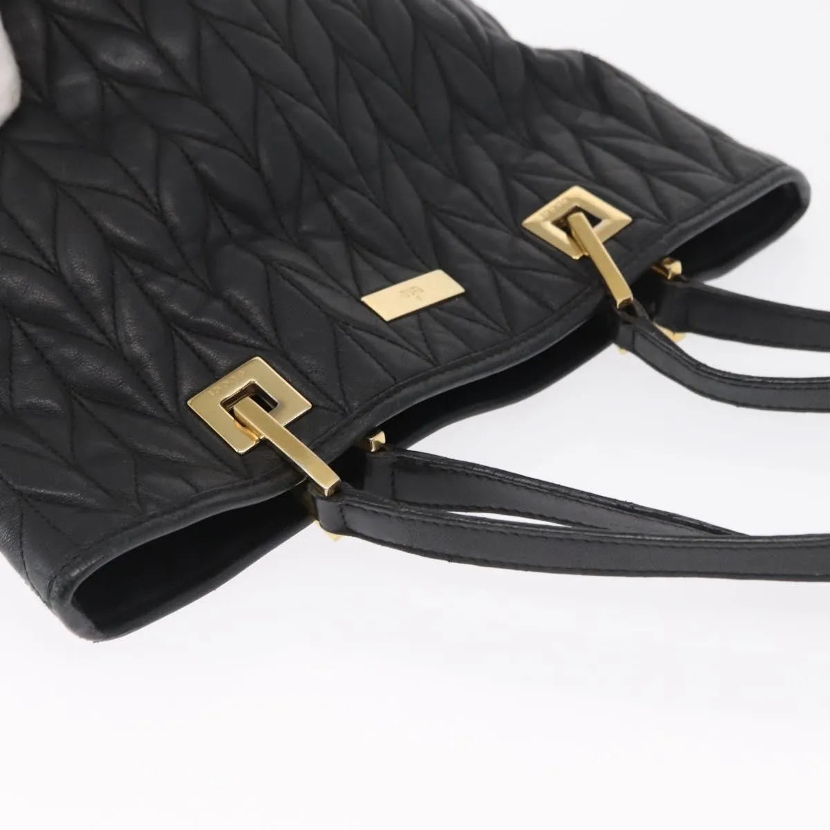 Gucci Vintage Tote Leather Black Leather Tote Bag Bag (Pre-Owned)