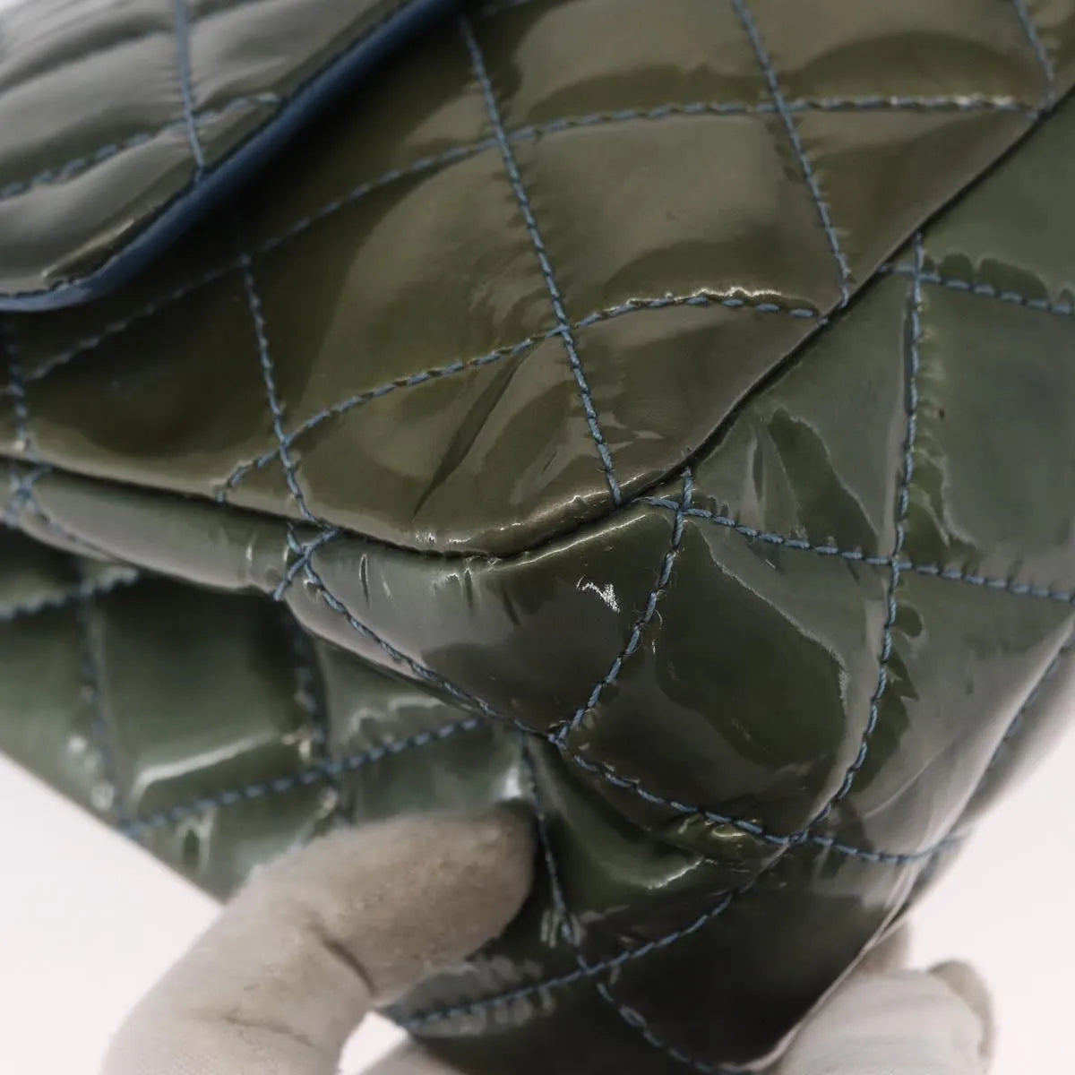 Chanel Reissue 2.55 Flap Quilted Patent Green Patent_Leather Shoulder Bag Bag (Pre-Owned)