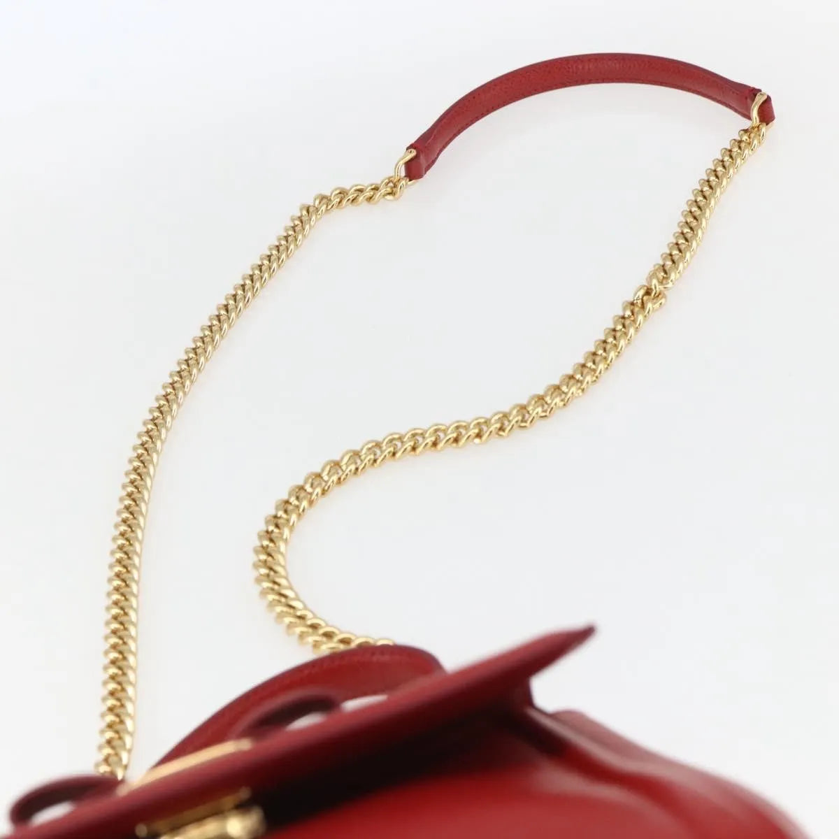 Salvatore Ferragamo Carrie Vara Saffiano Leather Red Leather Shoulder Bag Bag (Pre-Owned)
