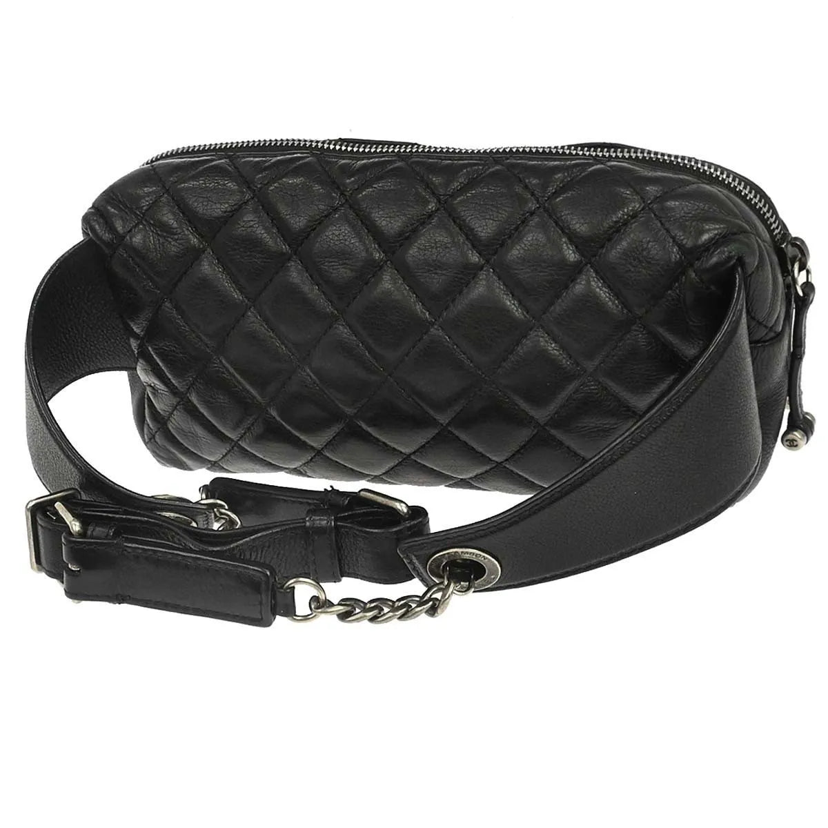 Chanel Bum Leather Black Leather Handbag (Pre-Owned)