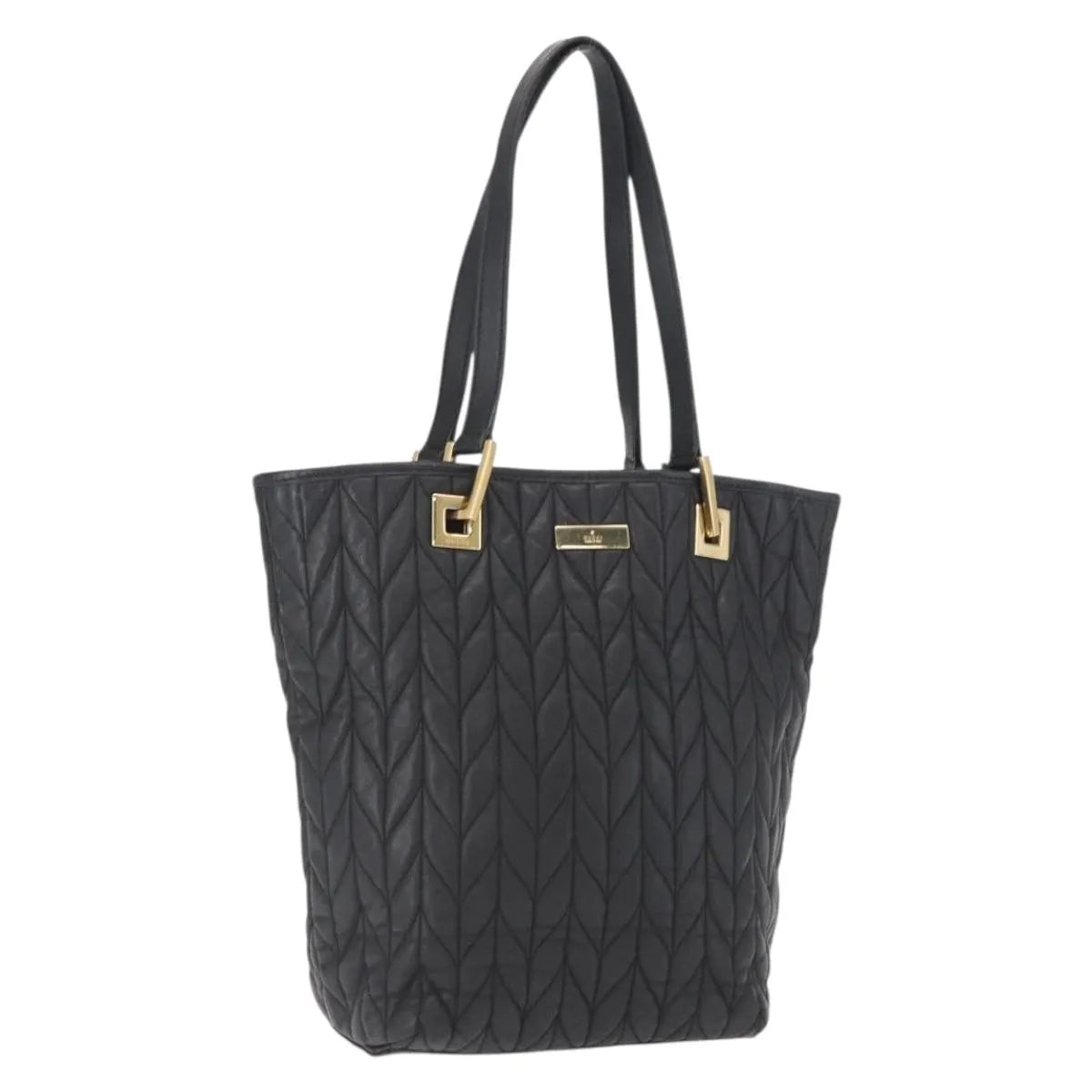 Gucci Vintage Tote Leather Black Leather Tote Bag Bag (Pre-Owned)