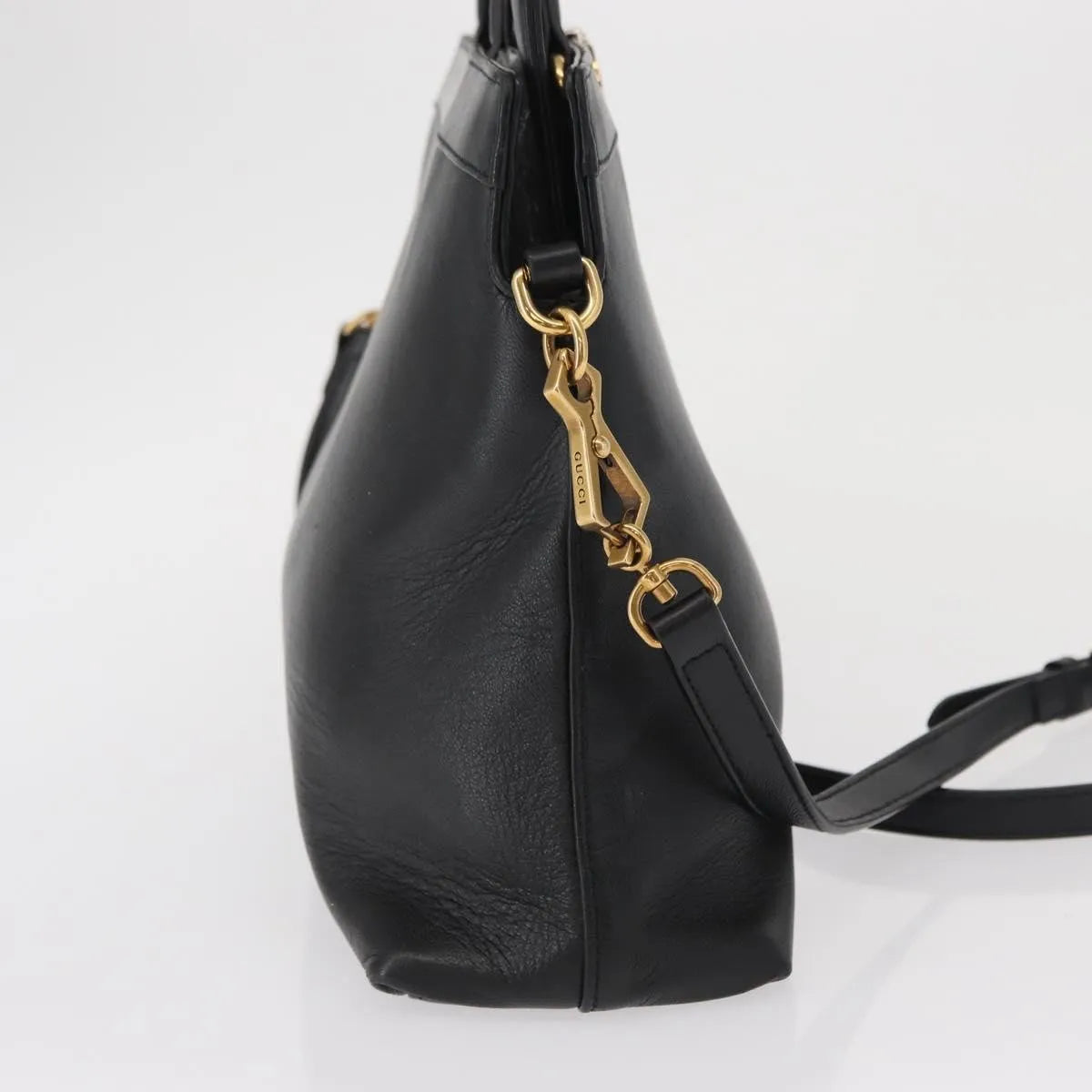Gucci Linea Matisse Interlocking G Top Handle Tote Leather Black Leather Shoulder Bag Bag (Pre-Owned)