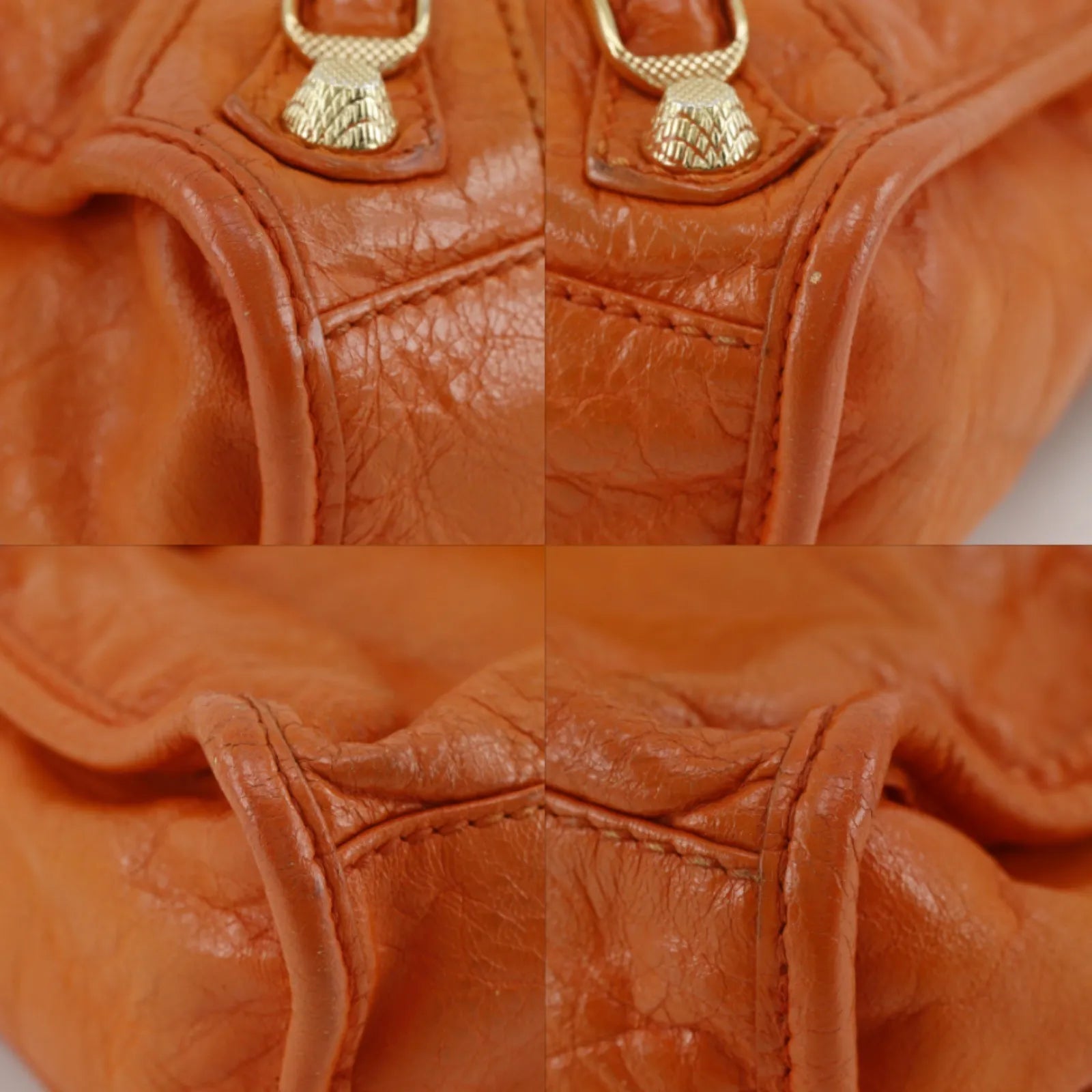 Balenciaga City Classic Studs Leather Orange Calfskin Handbag (Pre-Owned)