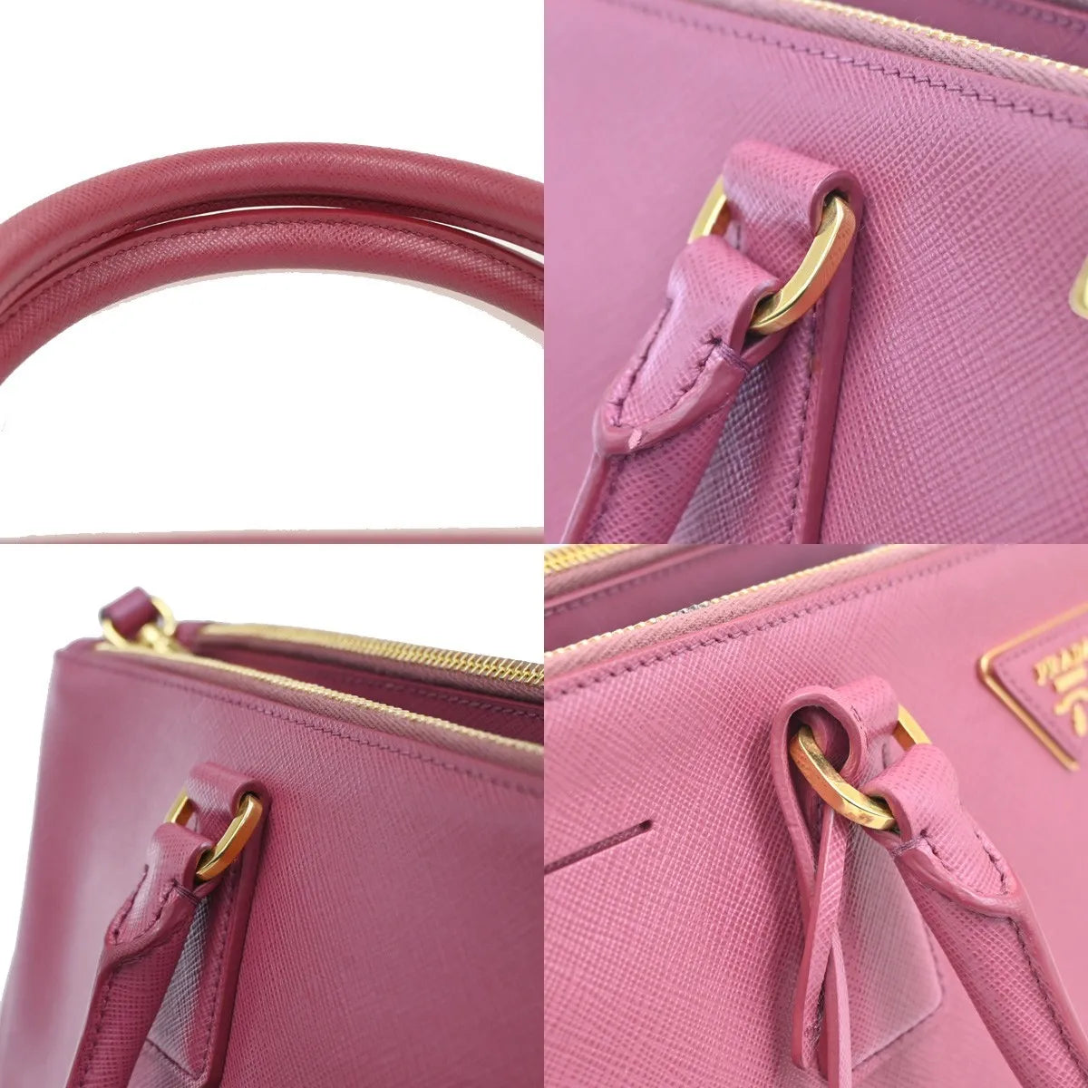 Prada Lux Open Tote Saffiano Leather Pink Leather Tote Bag Bag (Pre-Owned)
