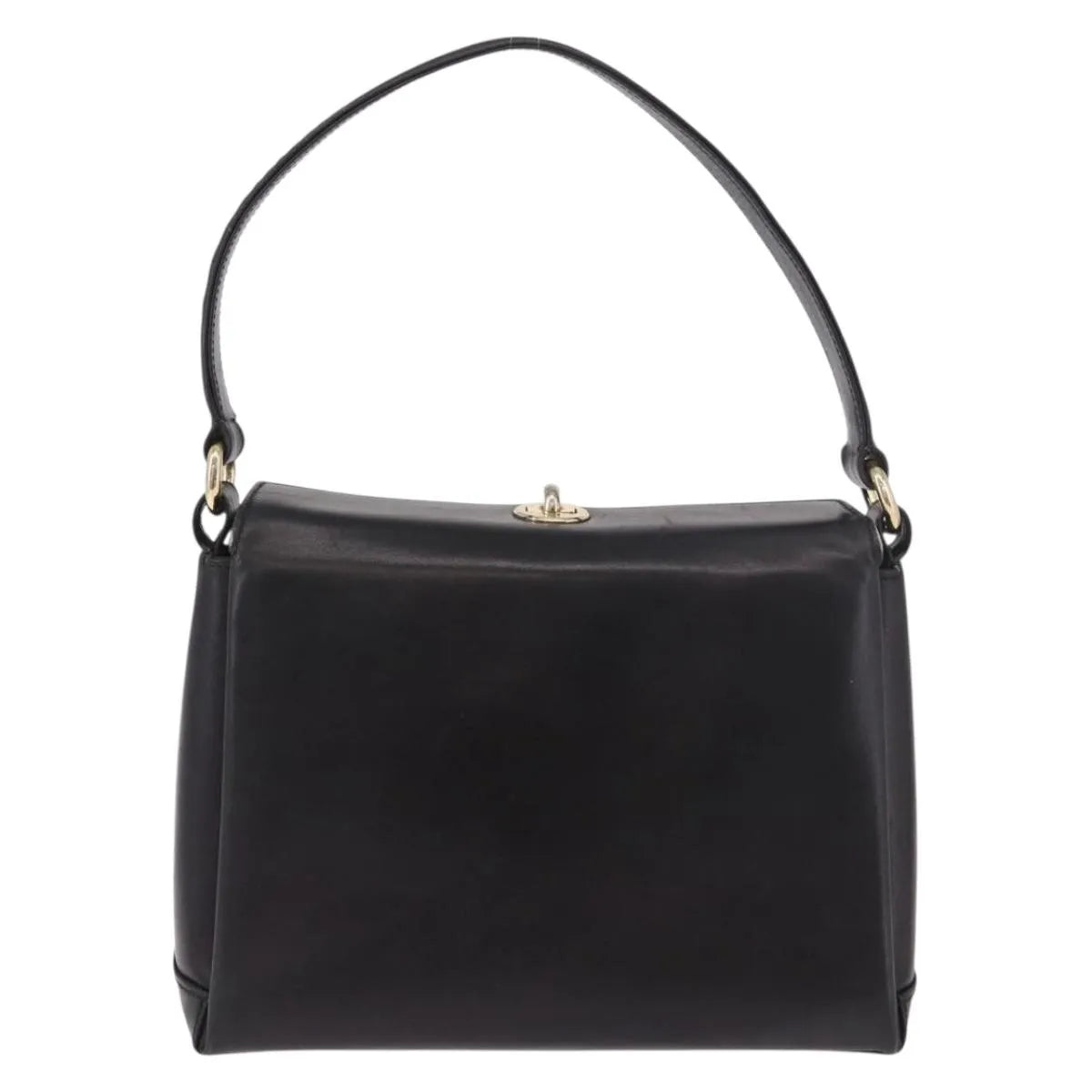 Gucci Vintage Convertible Bamboo Box Leather Black Leather Handbag (Pre-Owned)