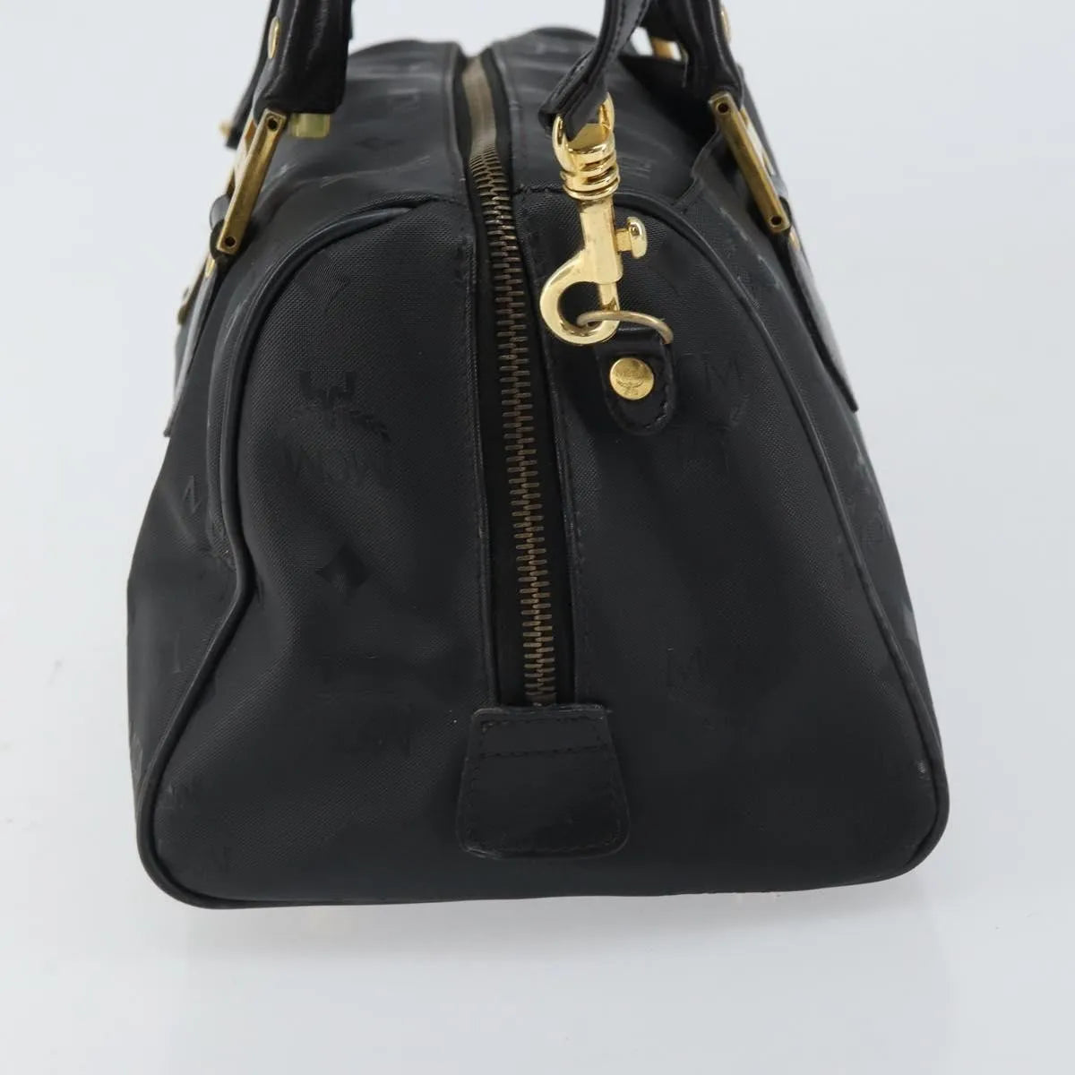 MCM Visetos Logogramme Canvas And Leather Black Canvas Handbag (Pre-Owned)