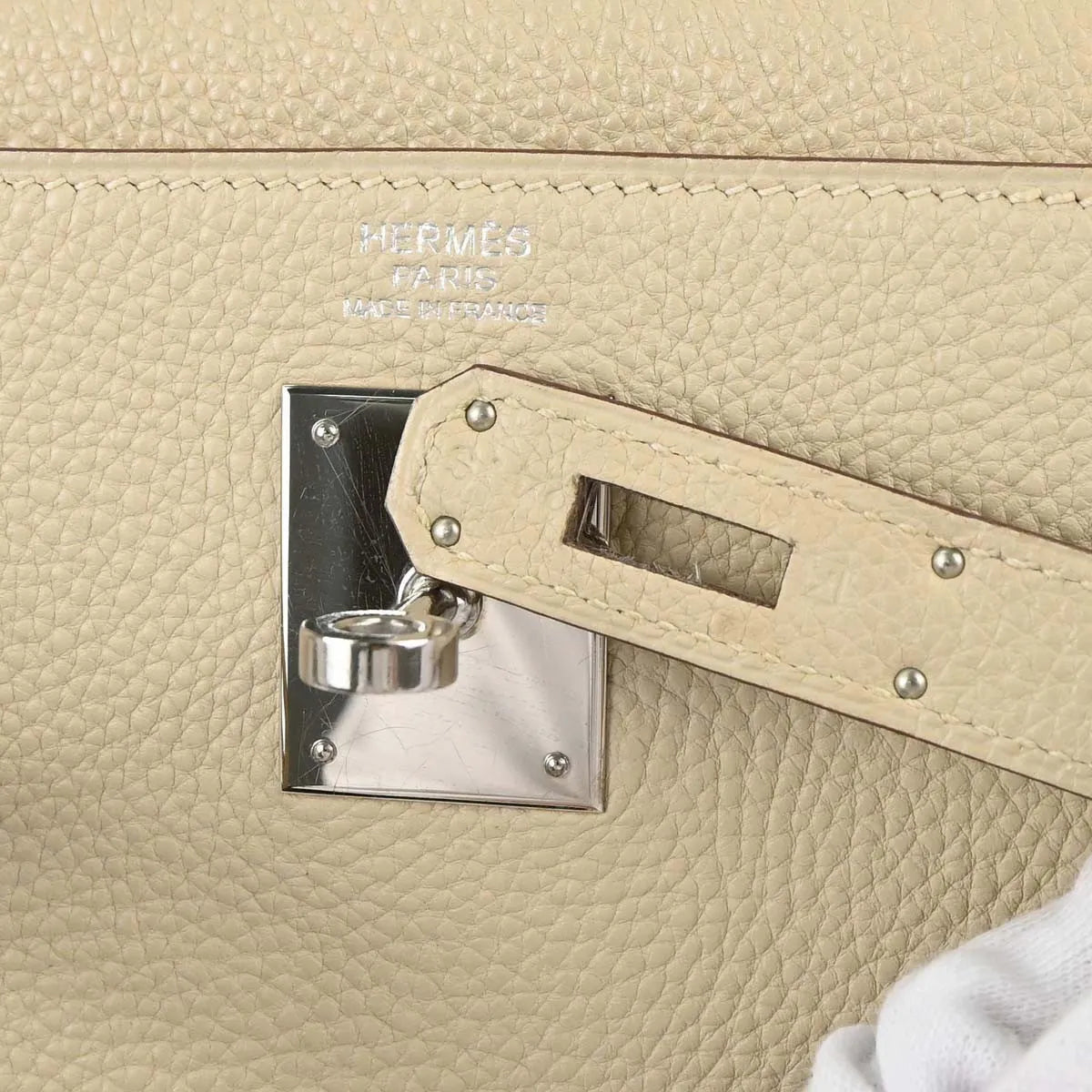 Hermes Kelly Retourne Togo Beige Leather Handbag (Pre-Owned)