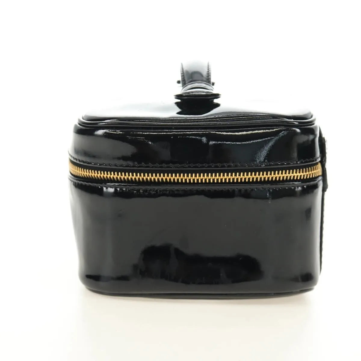 Chanel Vintage Timeless Cosmetic Case Patent Black Patent_Leather Handbag (Pre-Owned)