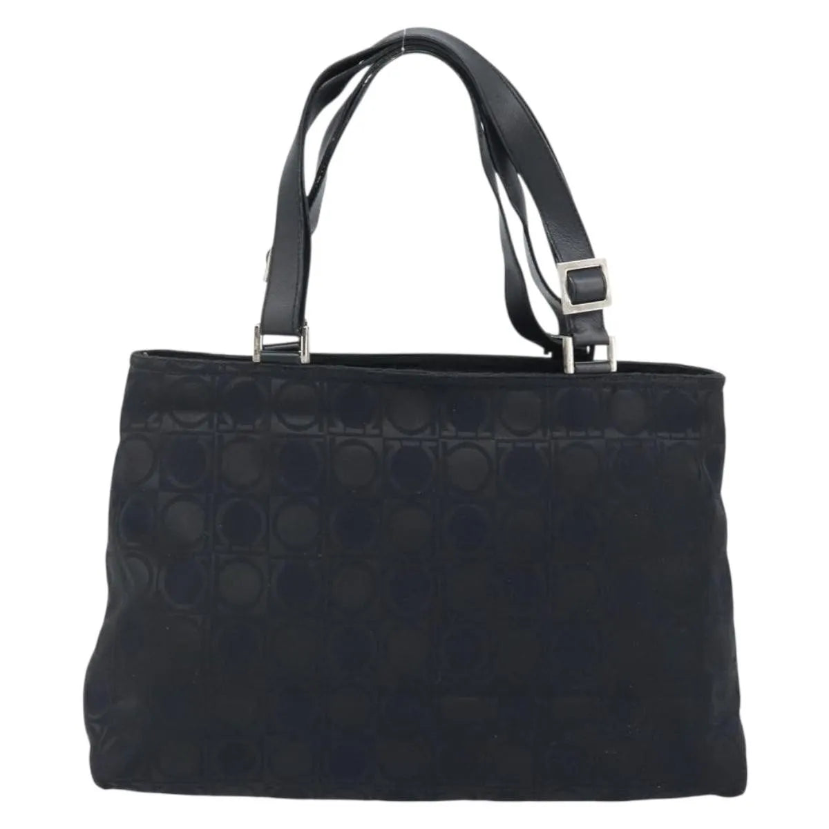 Salvatore Ferragamo Gancini Tote Gancini Canvas Black Nylon Tote Bag Bag (Pre-Owned)