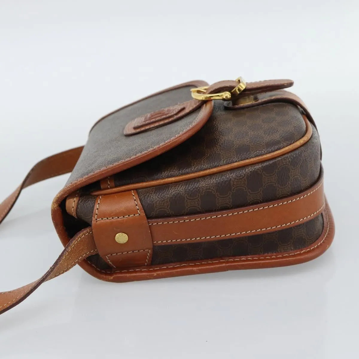 Celine Vintage Macadam Canvas Brown Canvas Shoulder Bag Bag (Pre-Owned)