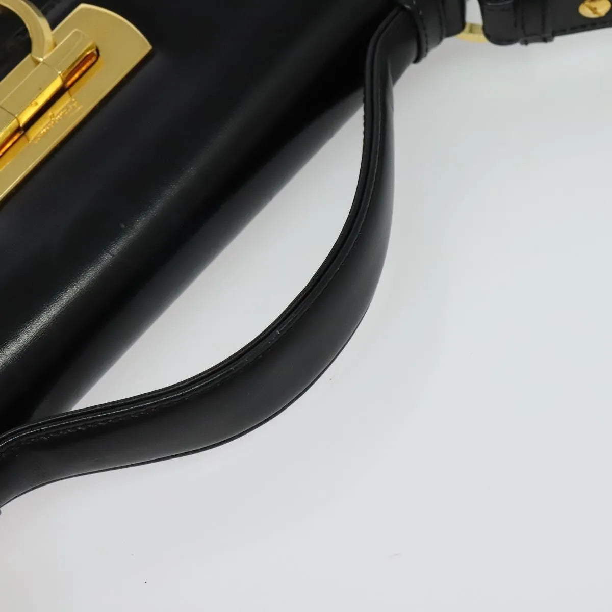 Salvatore Ferragamo Gancini Convertible Top Handle Leather Black Leather Handbag (Pre-Owned)