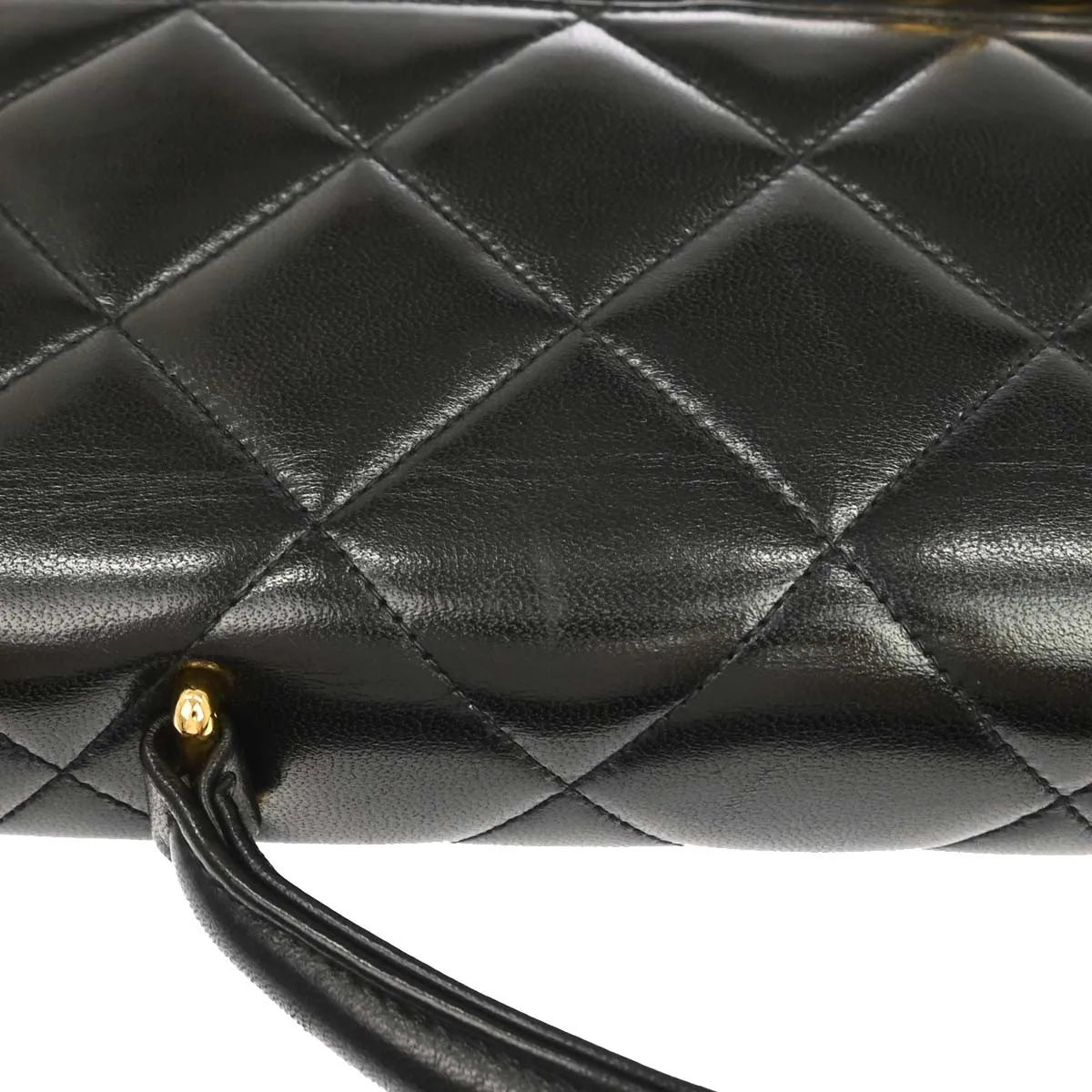 Chanel Vintage Cc Briefcase Quilted Lambskin Black Leather Briefcase Bag (Pre-Owned)