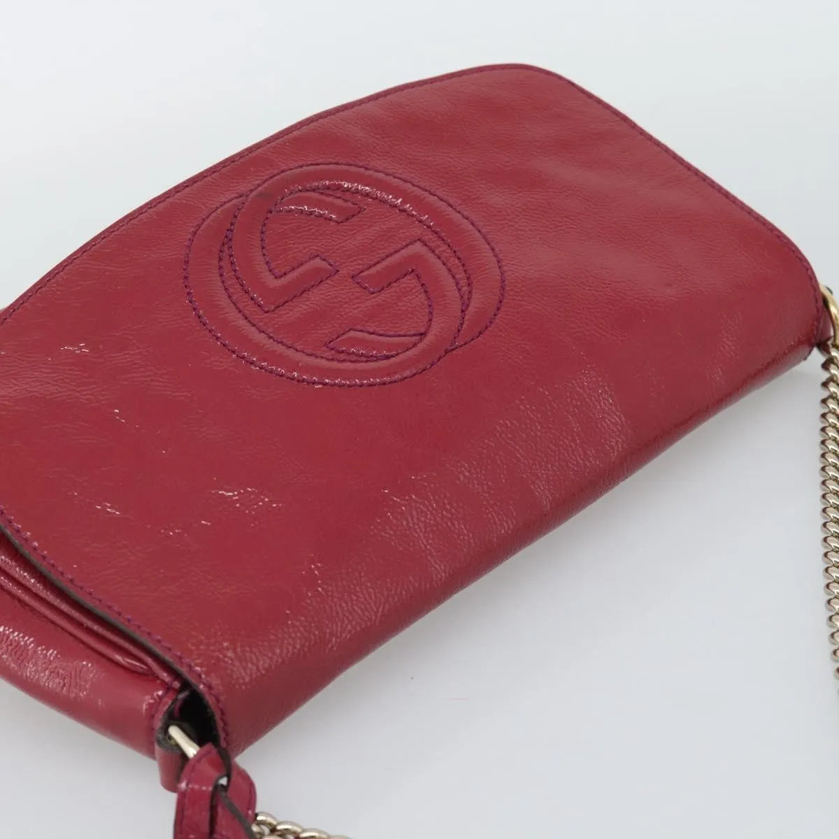 Gucci Soho Chain Patent Pink Patent_Leather Shoulder Bag Bag (Pre-Owned)