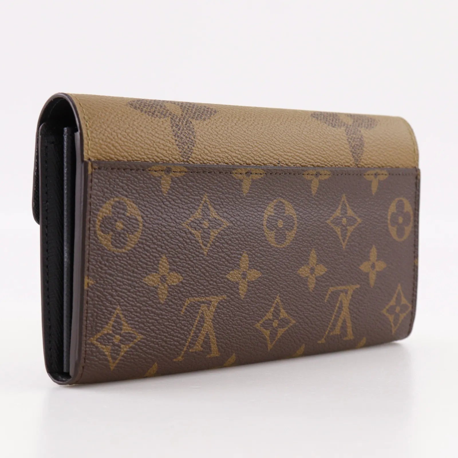 Louis Vuitton Sarah Wallet Nm Reverse Monogram Giant And Monogram Canvas Brown Canvas Wallets Accessory (Pre-Owned)