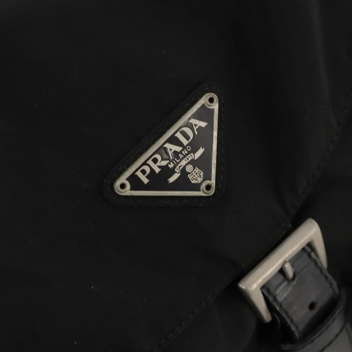 Prada Double Front Pocket Tessuto Black Nylon Backpack Bag (Pre-Owned)