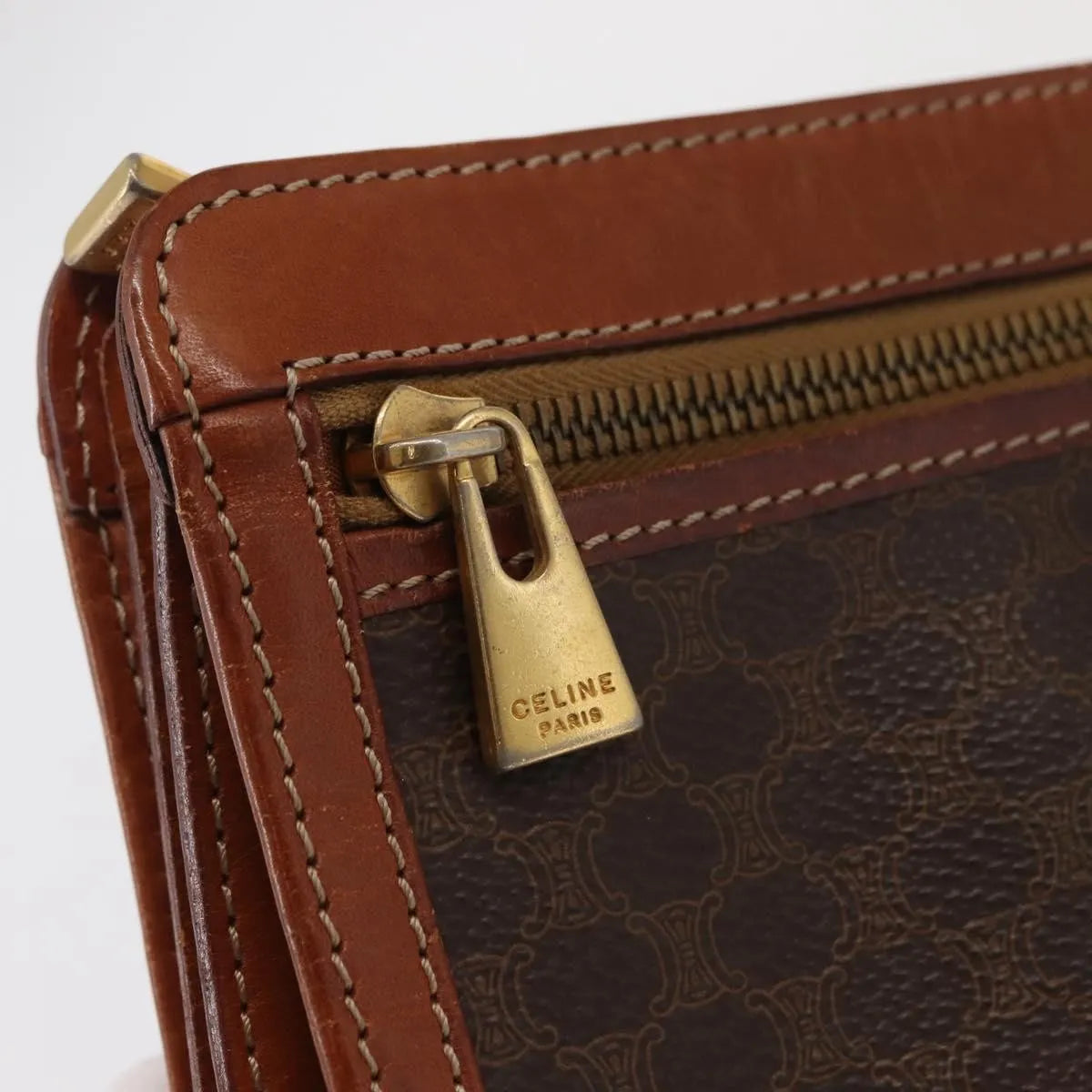Celine Macadam Pochette Canvas And Leather Brown Canvas Clutche & Pouche Bag (Pre-Owned)