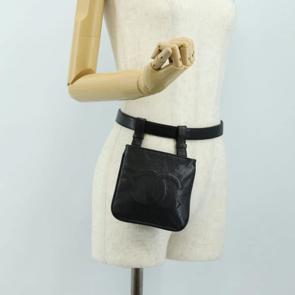 Chanel Vintage Timeless Belt Bag Caviar Black Leather Clutche & Pouche Bag (Pre-Owned)