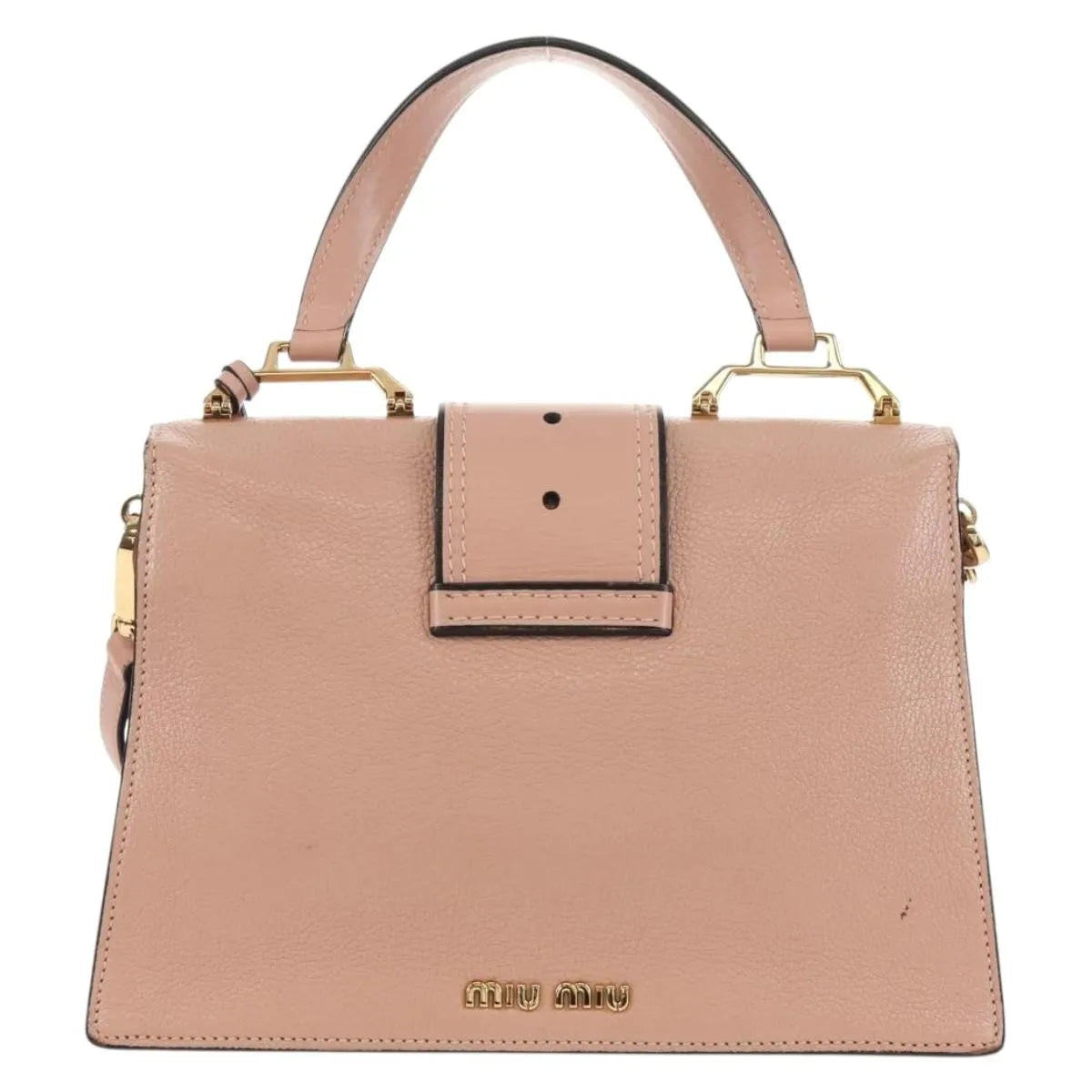 Miu Miu Madras Crystal Buckle Leather Pink Leather Shoulder Bag Bag (Pre-Owned)