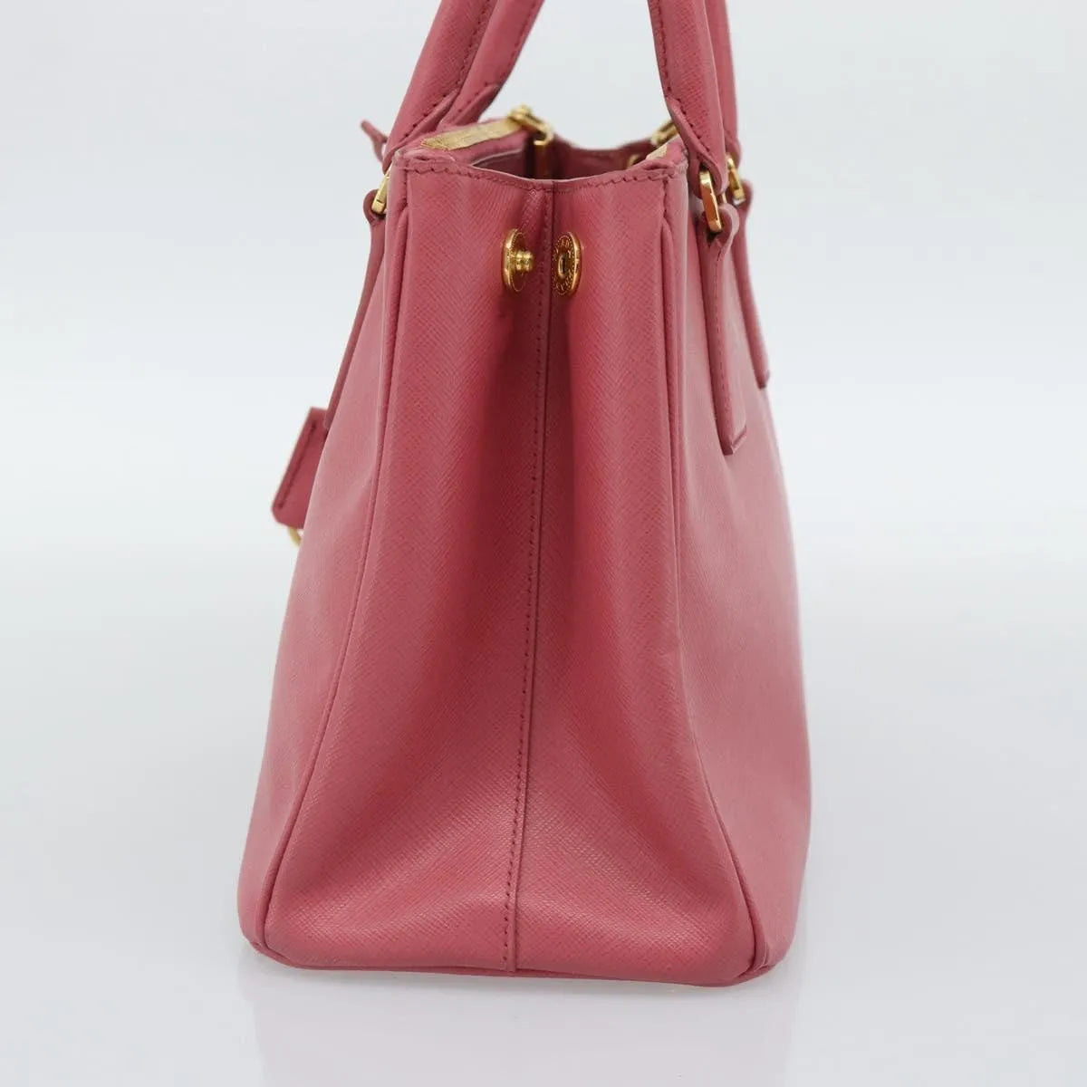 Prada Galleria Double Zip Tote Saffiano Leather Pink Leather Handbag (Pre-Owned)
