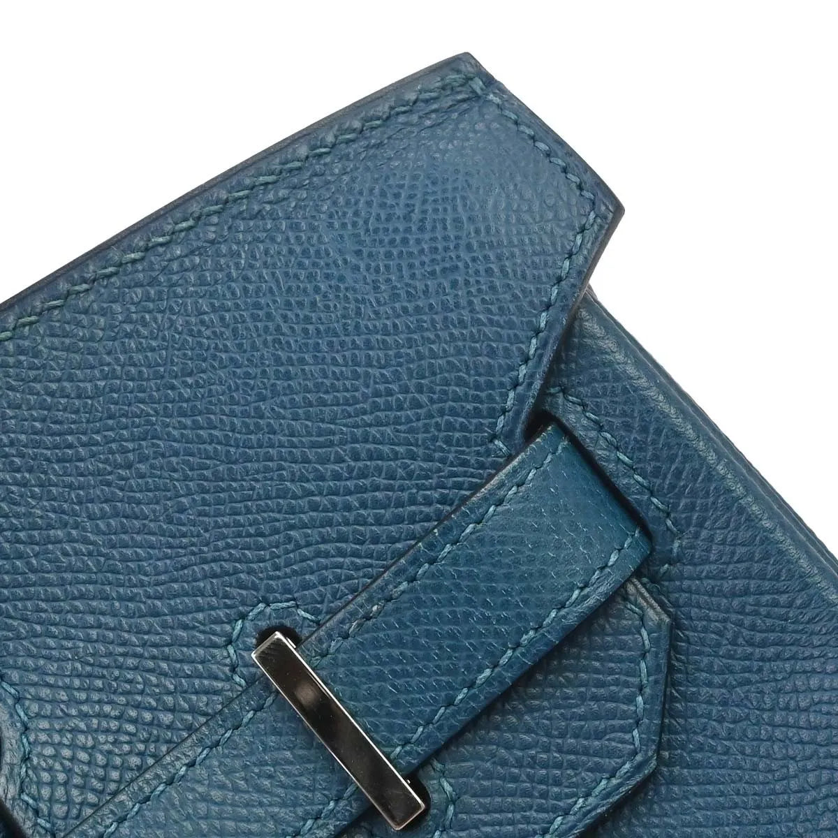 Hermes Birkin Blue Togo With Palladium Hardware Blue Leather Handbag (Pre-Owned)