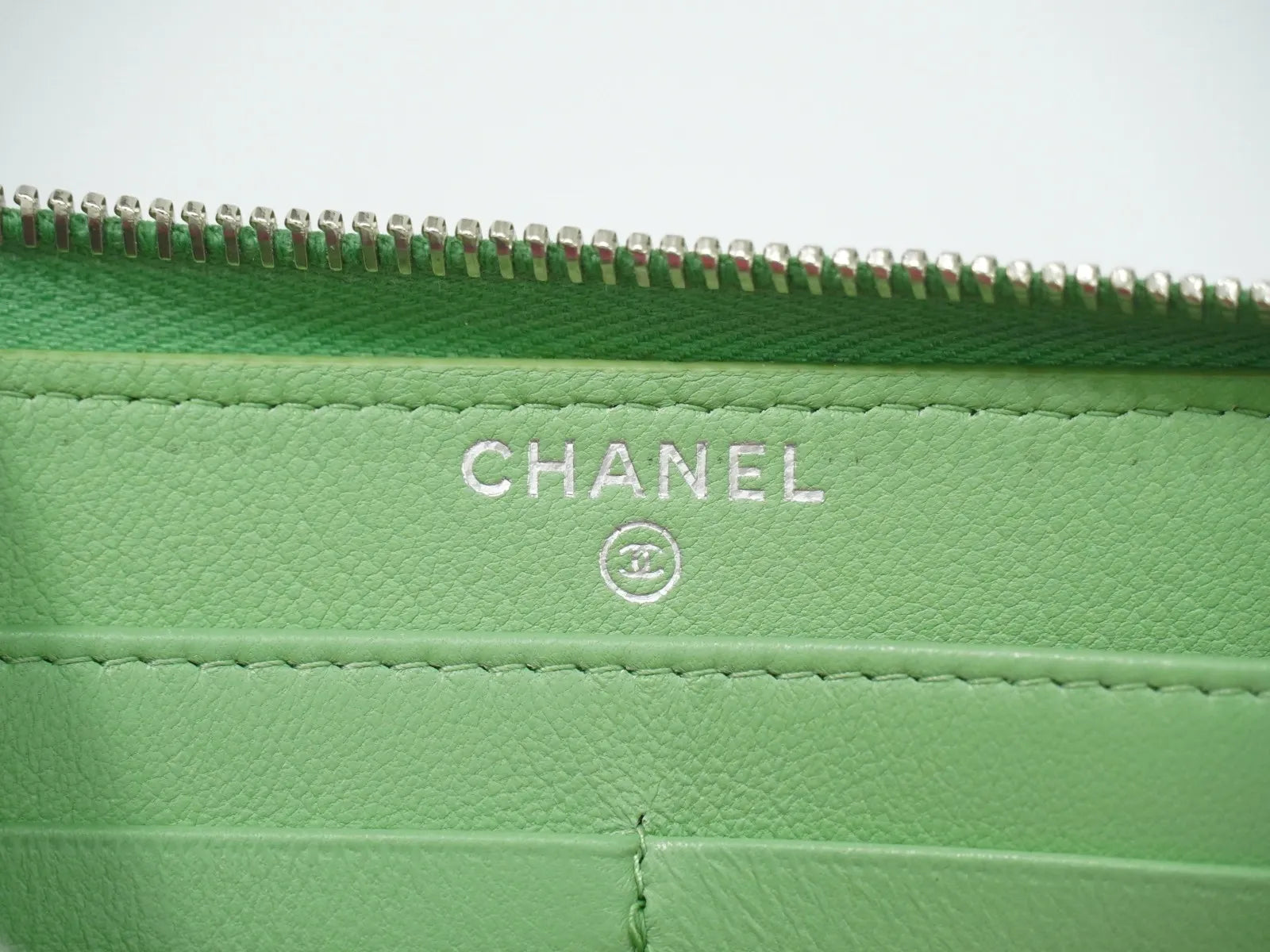 Chanel Wild Stitch Topics Wallet Lambskin Green Leather Wallets Accessory (Pre-Owned)