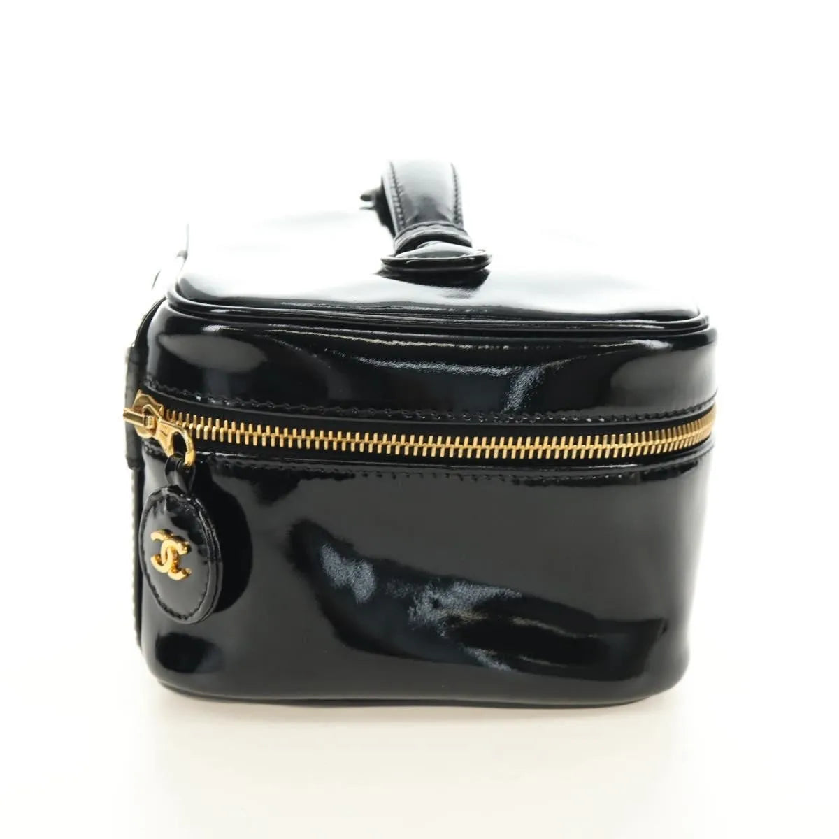 Chanel Vintage Timeless Cosmetic Case Patent Black Patent_Leather Handbag (Pre-Owned)