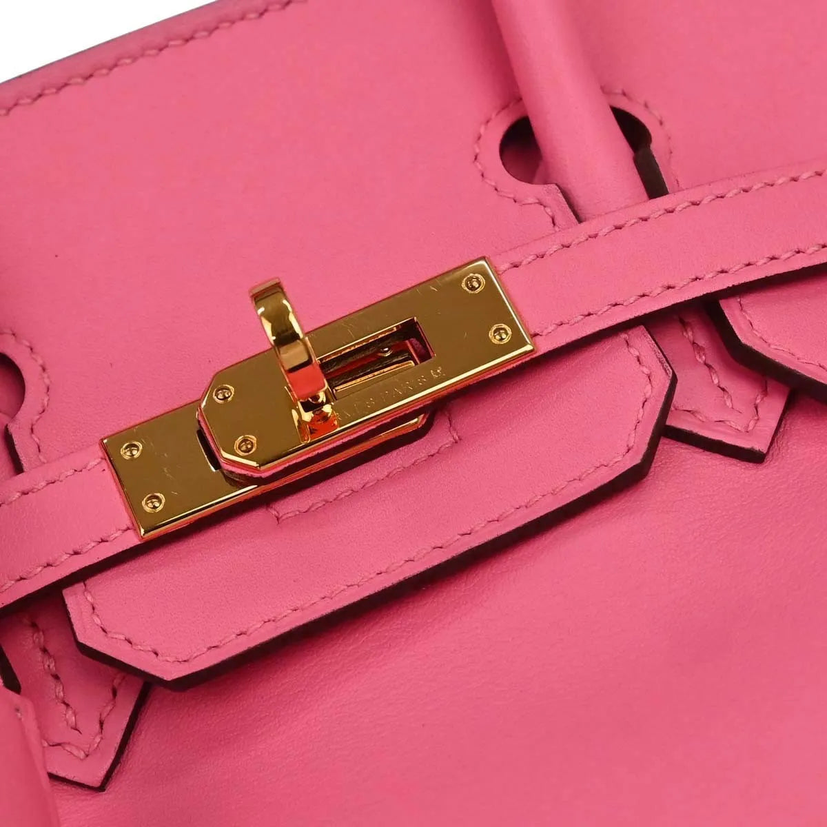 Hermes Birkin Pink Azalea Swift With Gold Hardware Pink Calfskin Handbag (Pre-Owned)