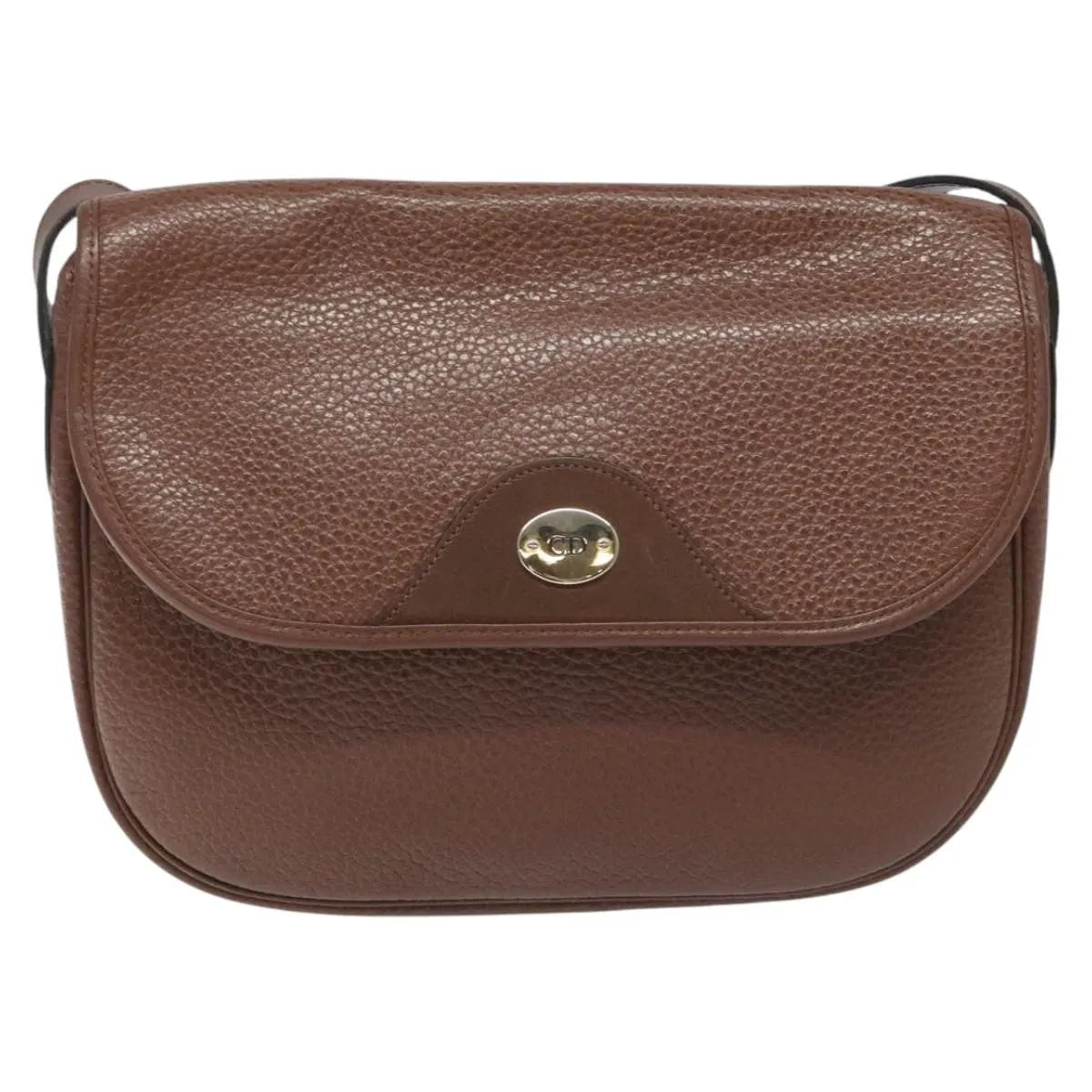 Christian Dior Vintage Cd Flap Leather Brown Leather Shoulder Bag Bag (Pre-Owned)