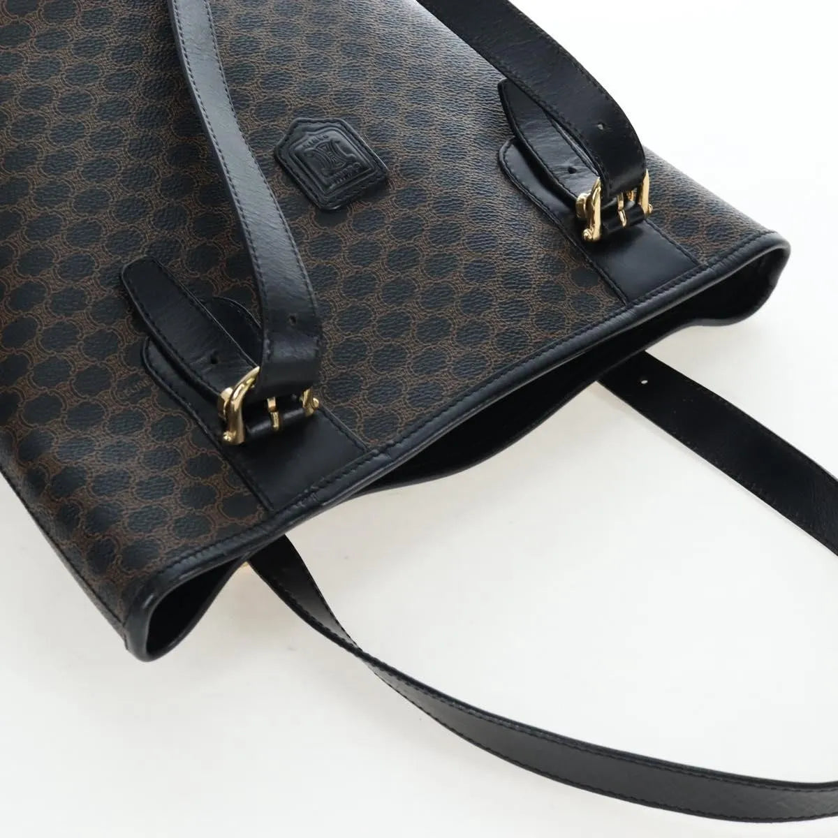Celine C Macadam Tote Pvc Leather/ Macadam Canvas Black Pvc Shoulder Bag Bag (Pre-Owned)