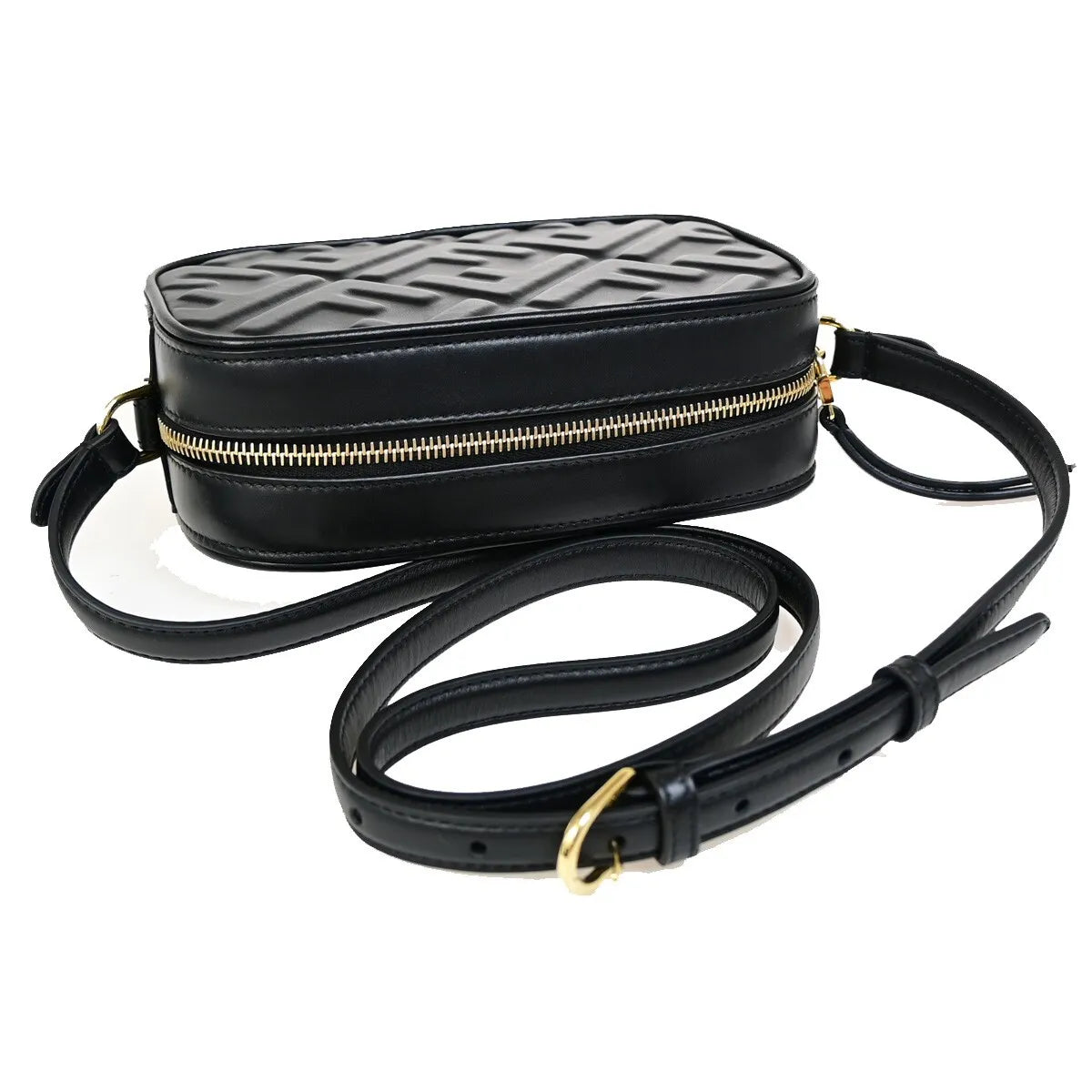 Fendi Camera Zucca Embossed Leather Black Leather Handbag (Pre-Owned)