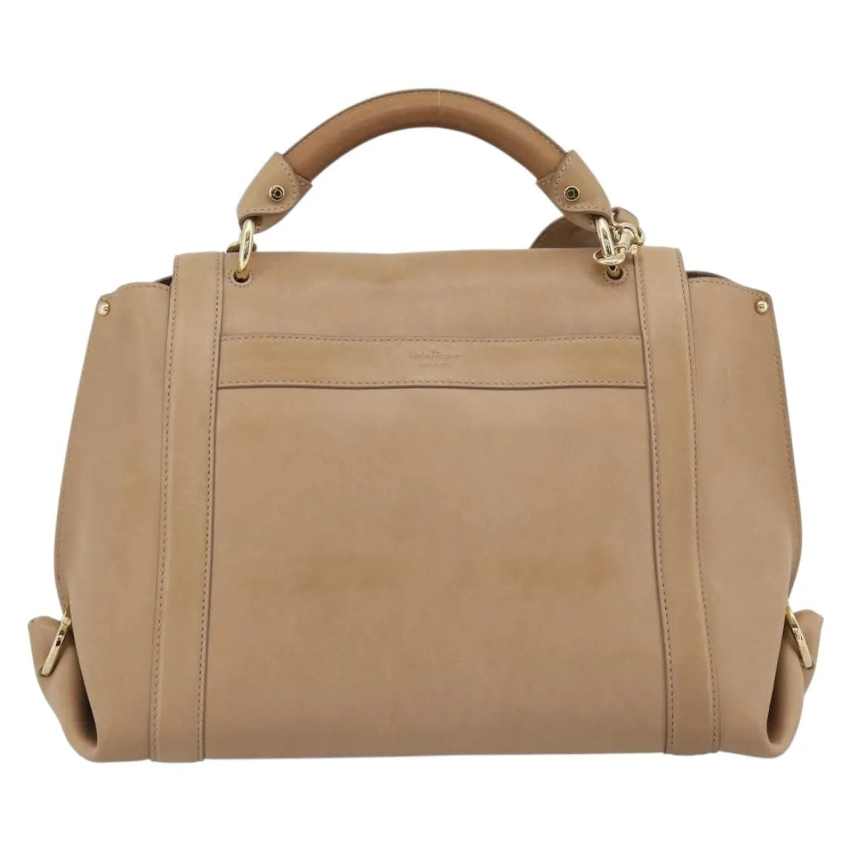 Salvatore Ferragamo Sofia Rainbow Saddle Leather Beige Leather Handbag (Pre-Owned)