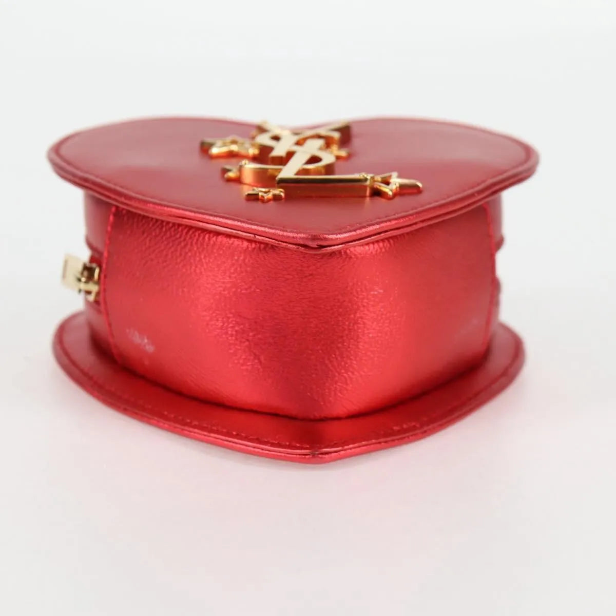 Saint Laurent Love Heart Chain Bag Leather Red_Gold Leather Wallets Accessory (Pre-Owned)