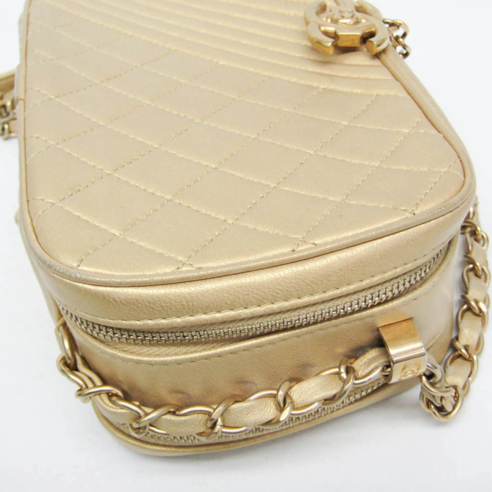 Chanel Coco Boy Camera Quilted Leather Gold Leather Shoulder Bag Bag (Pre-Owned)