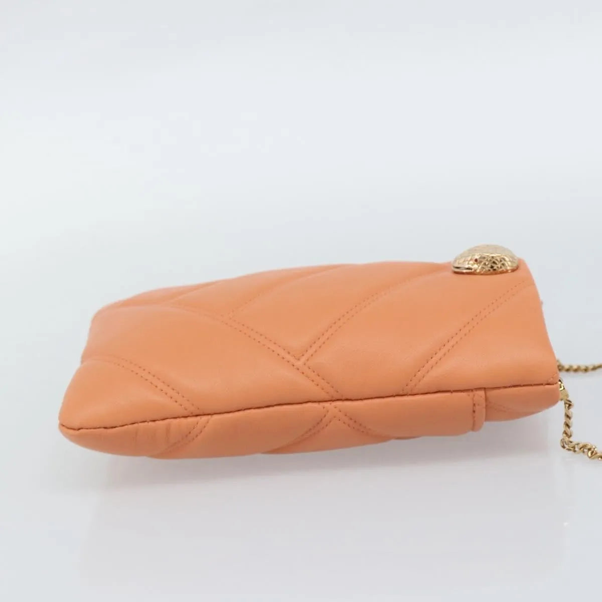 Bvlgari Serpenti Cabochon Phone Holder On Chain Diagonal Quilted Leather Orange Leather Clutche & Pouche Bag (Pre-Owned)