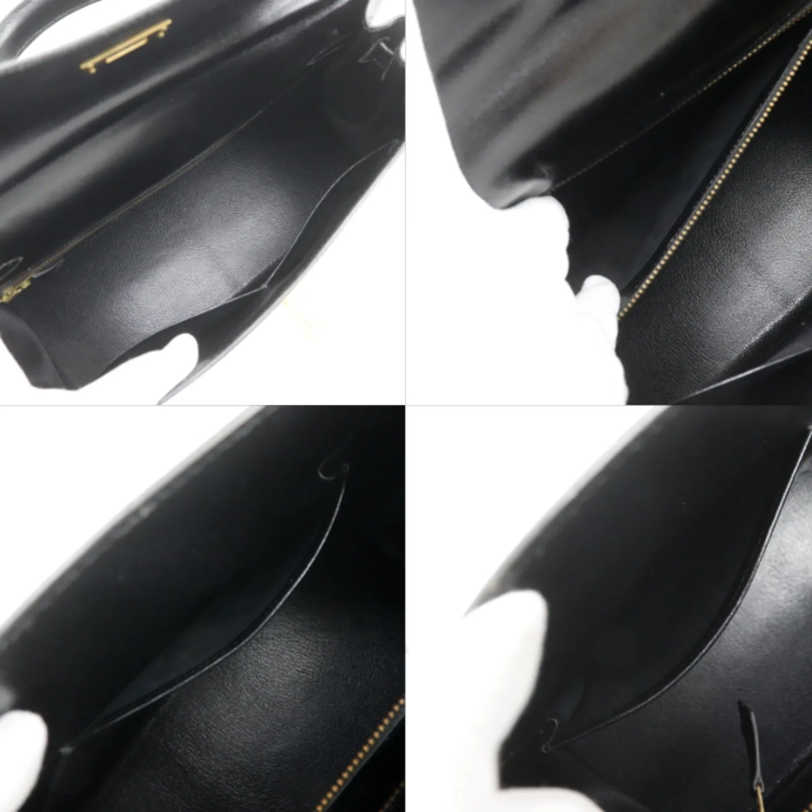 Hermes Kelly Black Box Calf With Gold Hardware Black Leather Handbag (Pre-Owned)
