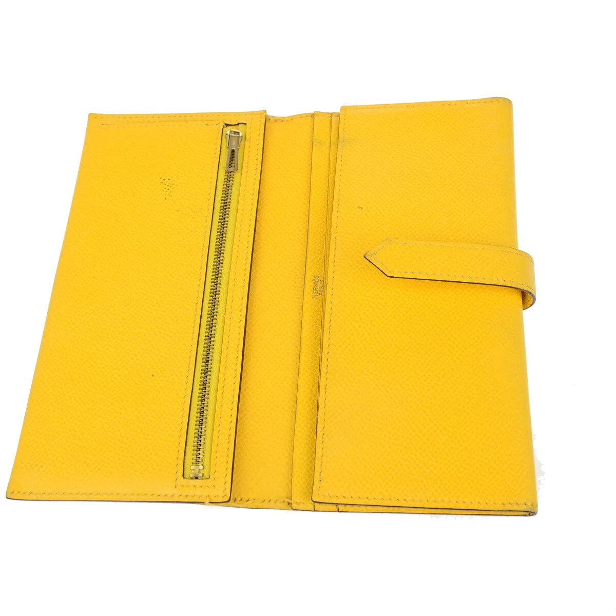 Hermes Bearn Trifold Epsom Yellow Leather Wallets Accessory (Pre-Owned)