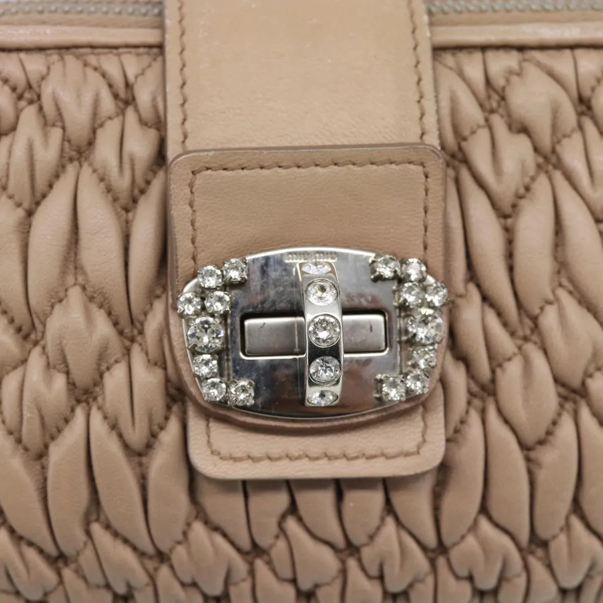 Miu Miu Crystal Convertible Chain Matelasse Leather Pink Leather Shoulder Bag Bag (Pre-Owned)